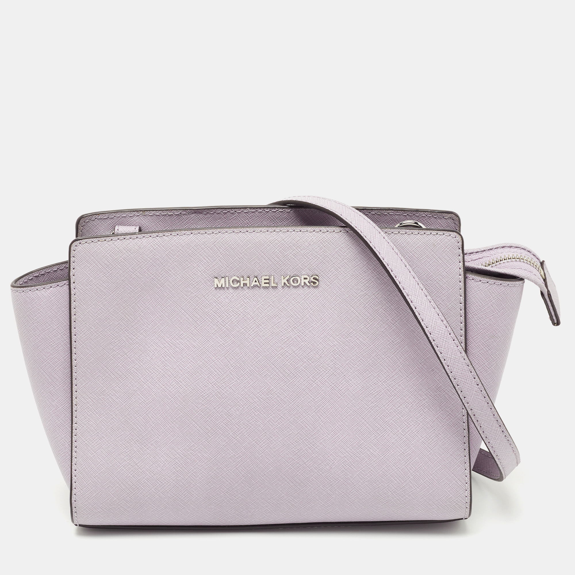 Pre-owned Michael Michael Kors Lilac Leather Small Selma Crossbody Bag In Purple