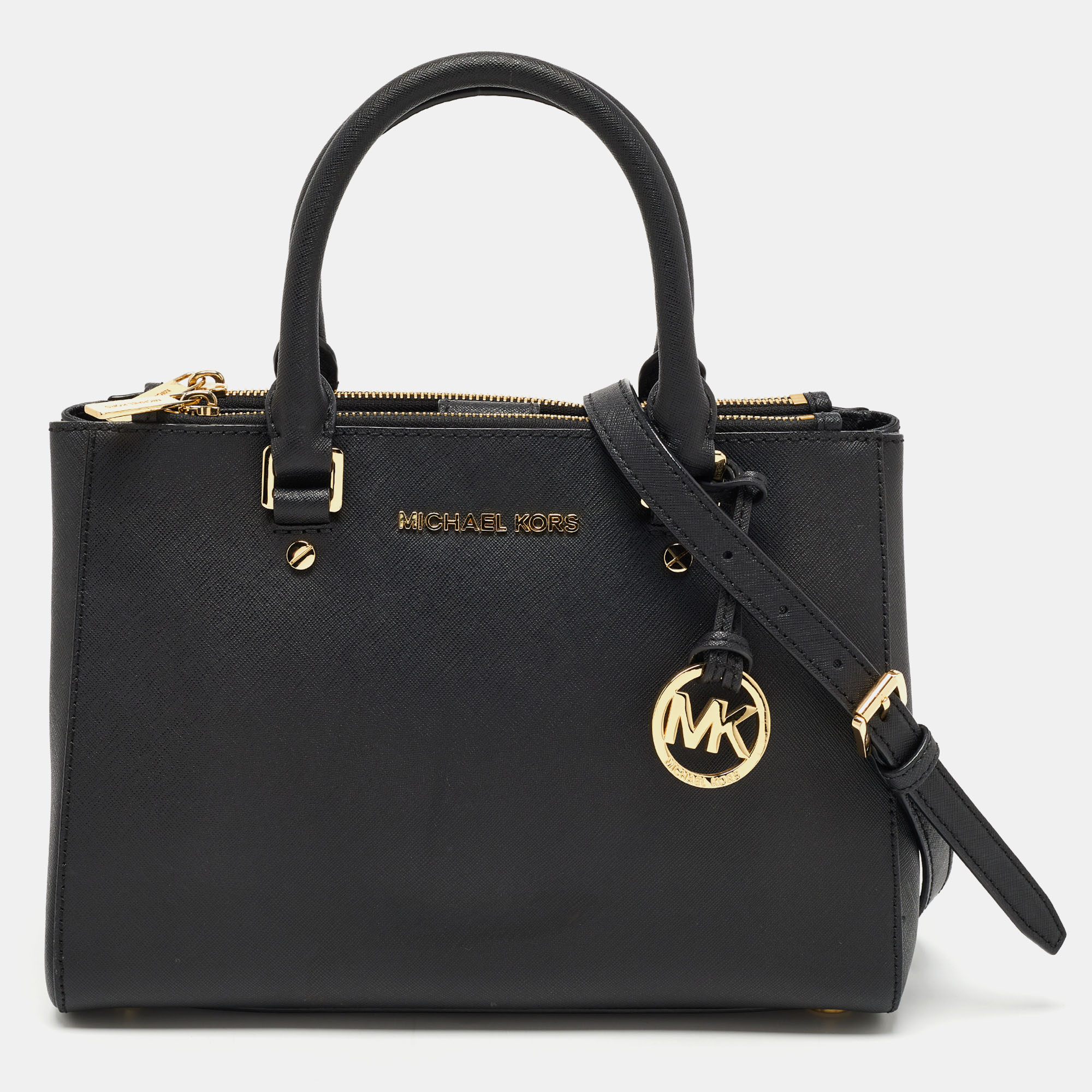 Pre-owned Michael Michael Kors Black Leather Double Zip Tote