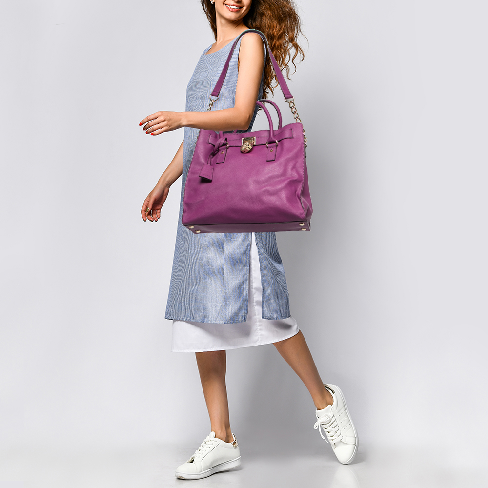 

MICHAEL Michael Kors Purple Leather Large Hamilton North South Tote