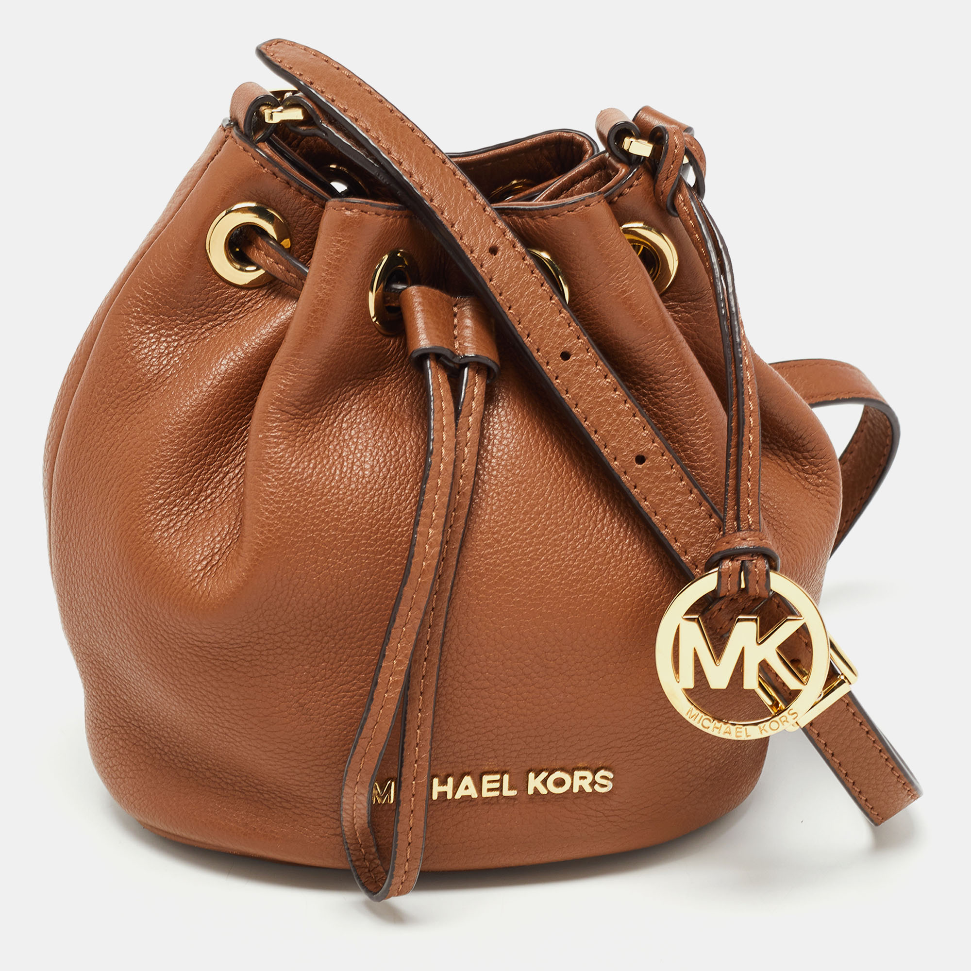Pre-owned Michael Michael Kors Tan Leather Drawstring Bucket Bag