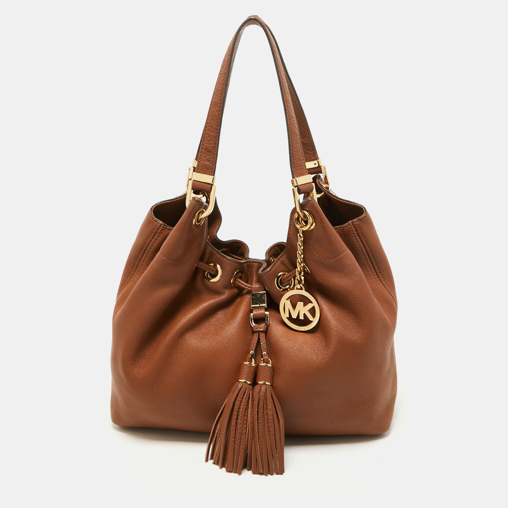 Pre-owned Michael Michael Kors Brown Leather Camden Drawstring Hobo