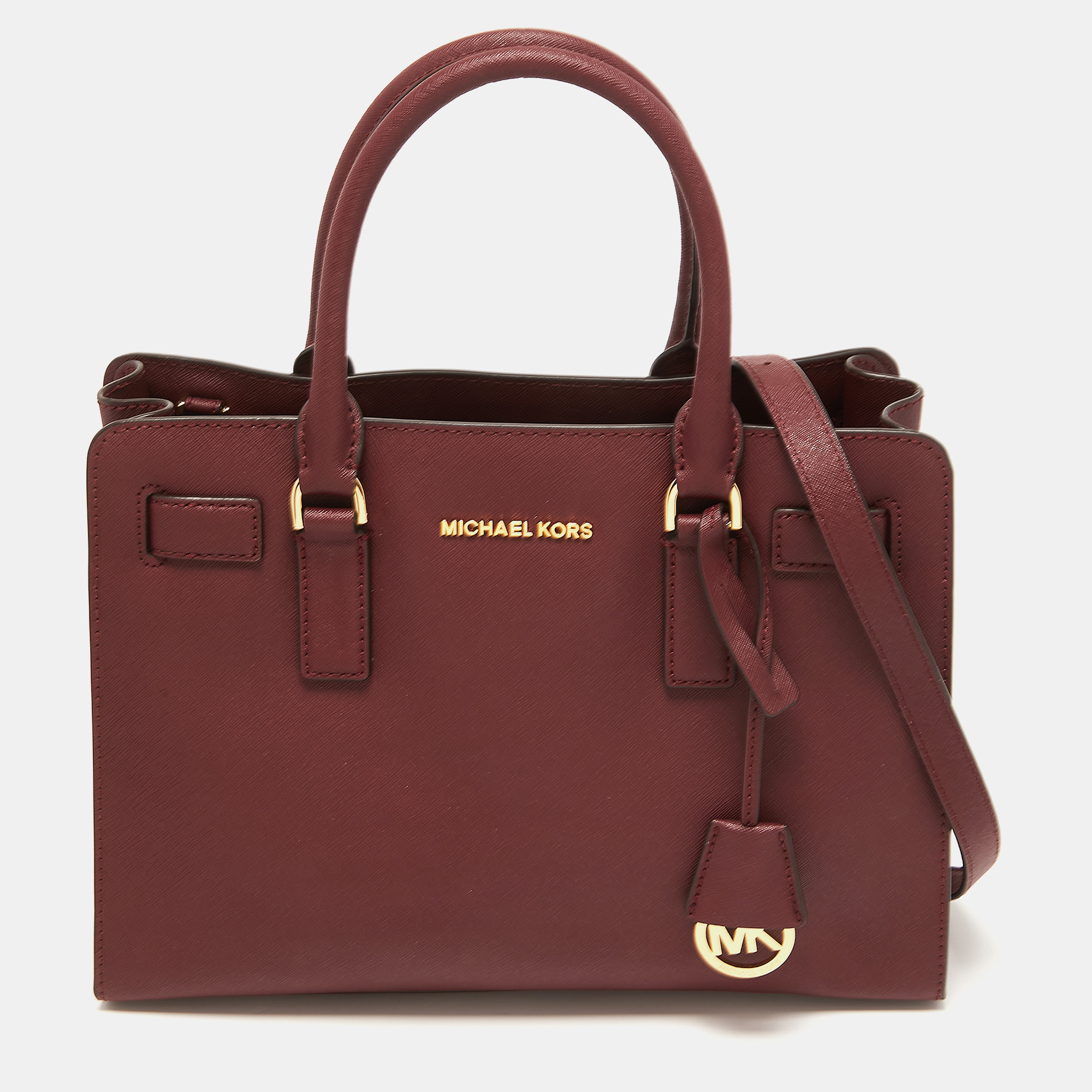 Pre-owned Michael Michael Kors Burgundy Leather Medium East West Dillon Tote