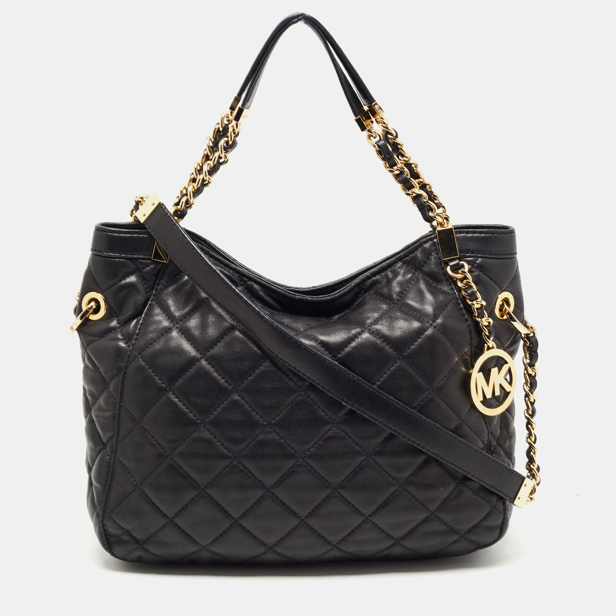 Pre-owned Michael Michael Kors Black Quilted Leather Susannah Hobo