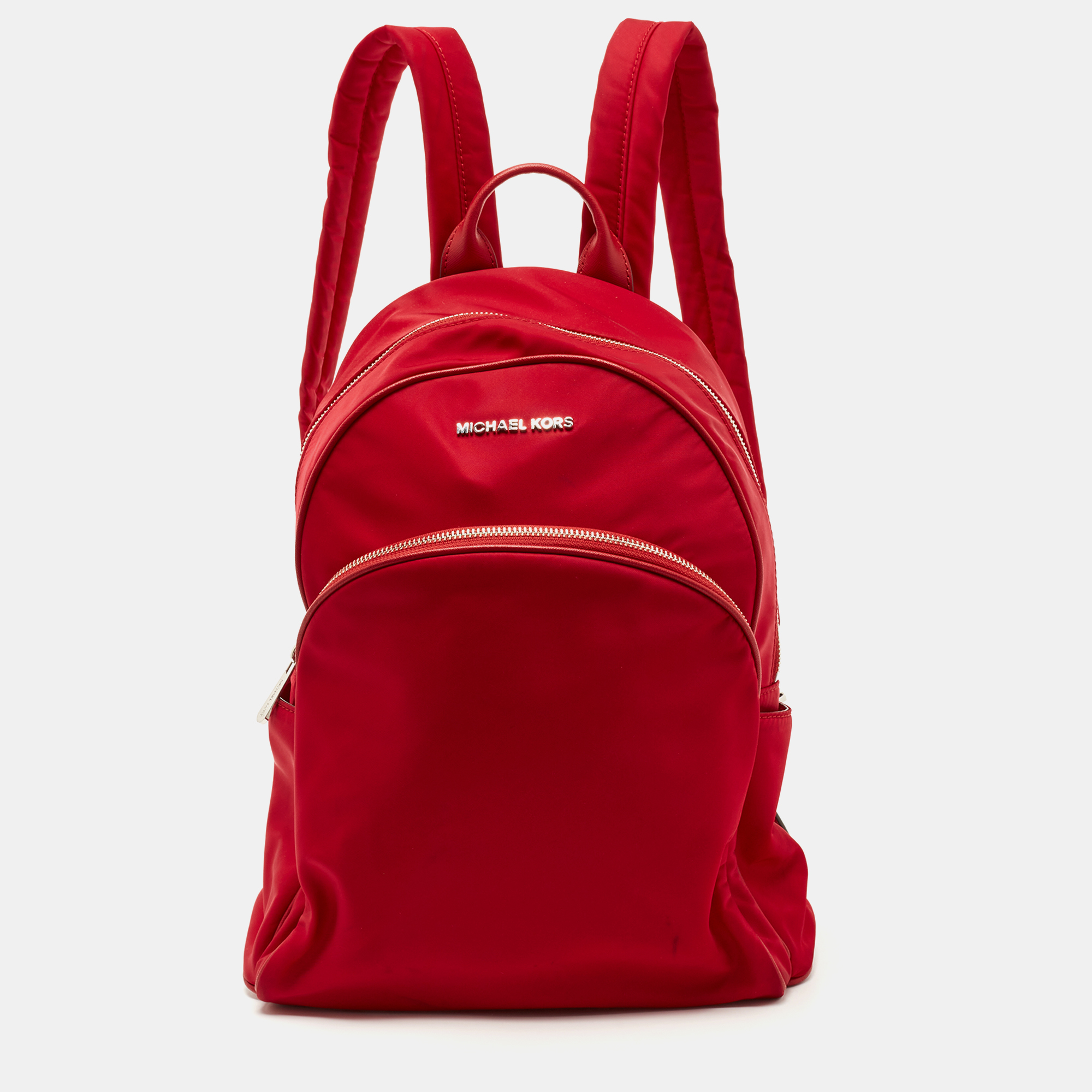 Pre-owned Michael Michael Kors Red Nylon Abbey Backpack