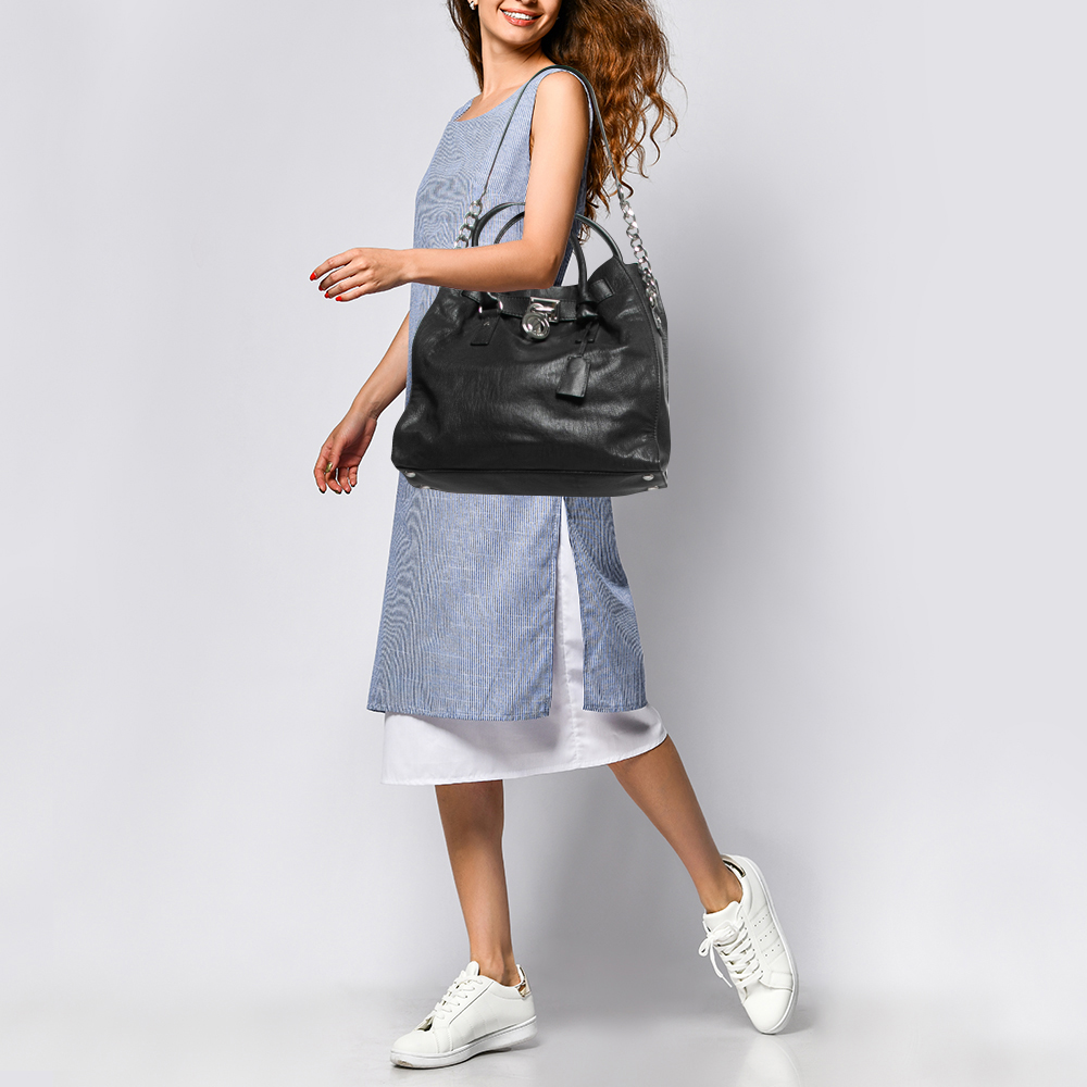 

MICHAEL Michael Kors Black Leather Hamilton North South Tote