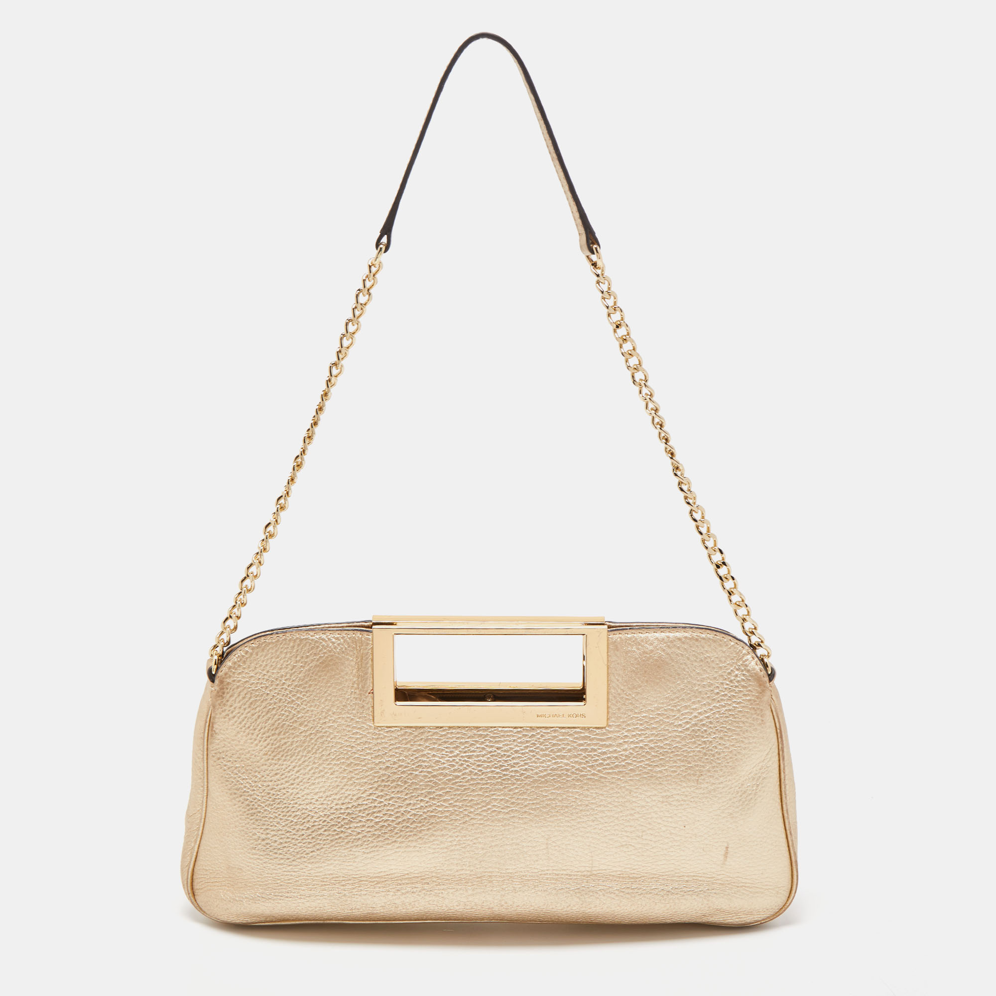 Pre-owned Michael Michael Kors Metallic Gold Leather Berkley Chain Clutch
