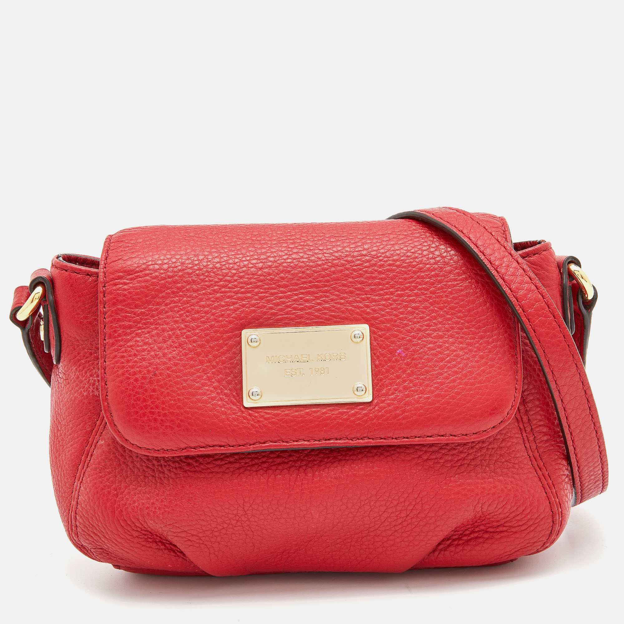 Pre-owned Michael Michael Kors Red Leather Flap Crossbody Bag
