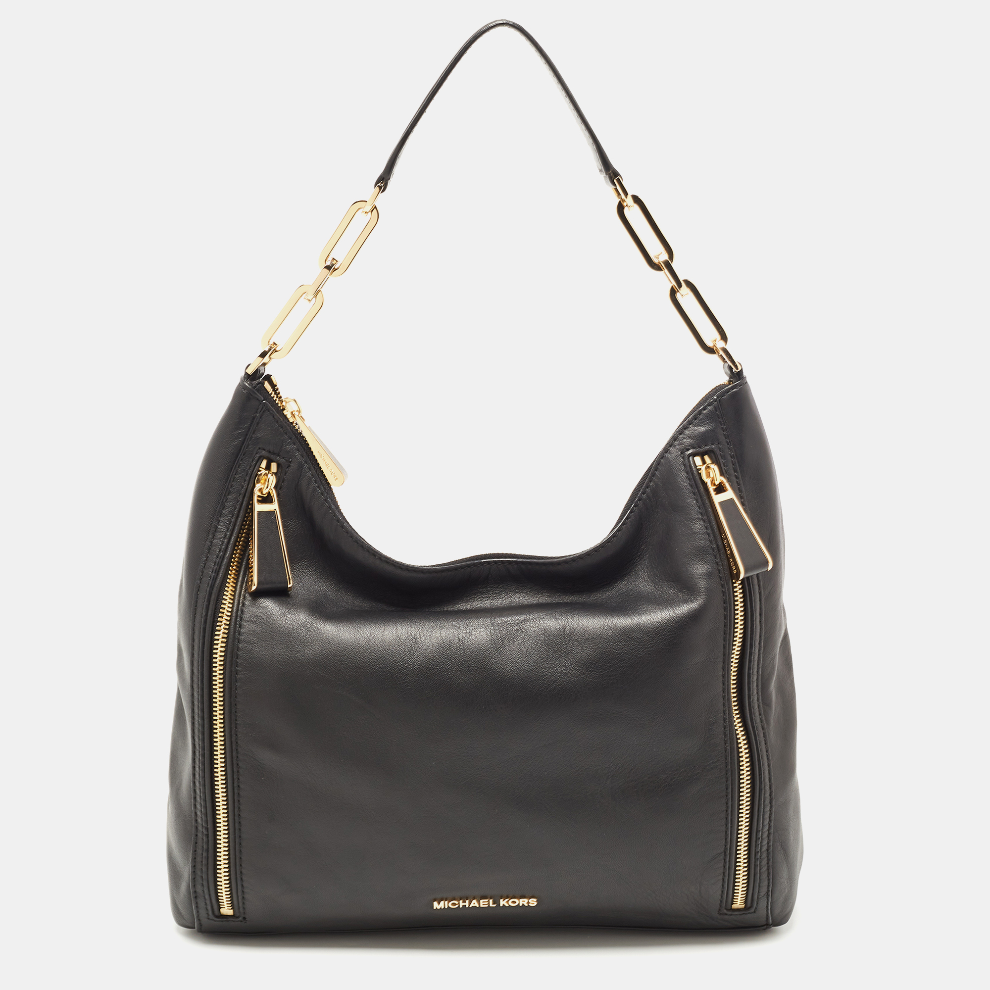 Pre-owned Michael Michael Kors Black Leather Matilda Shoulder Bag