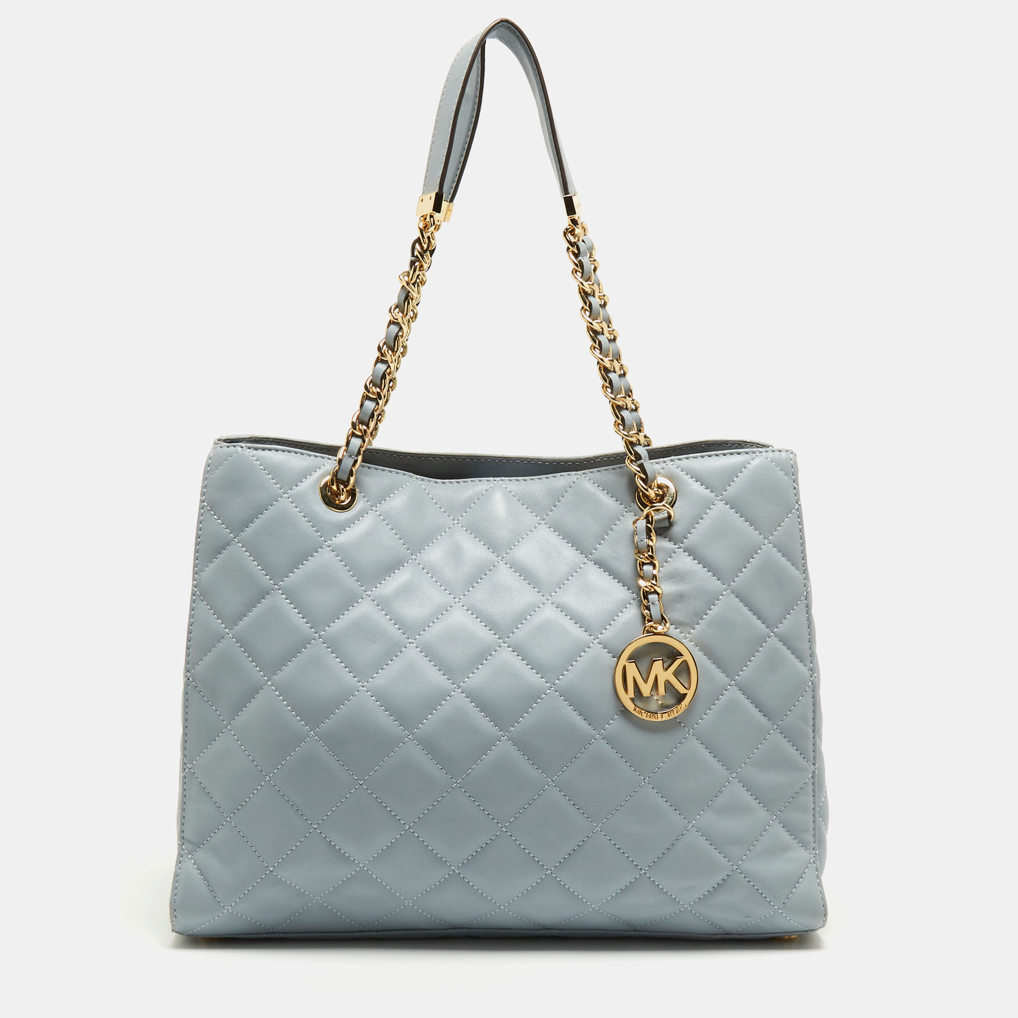 Pre-owned Michael Michael Kors Light Blue Quilted Leather Susannah Tote