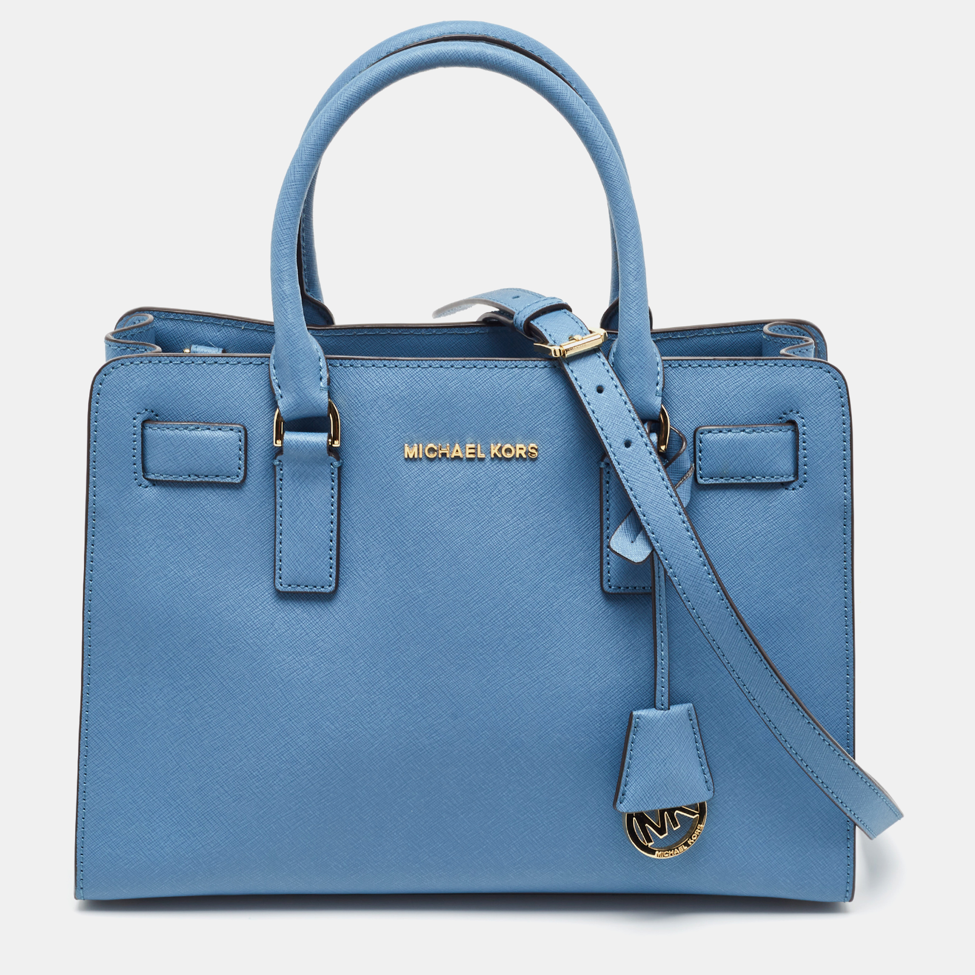 Pre-owned Michael Michael Kors Blue Leather Medium East West Dillon Tote