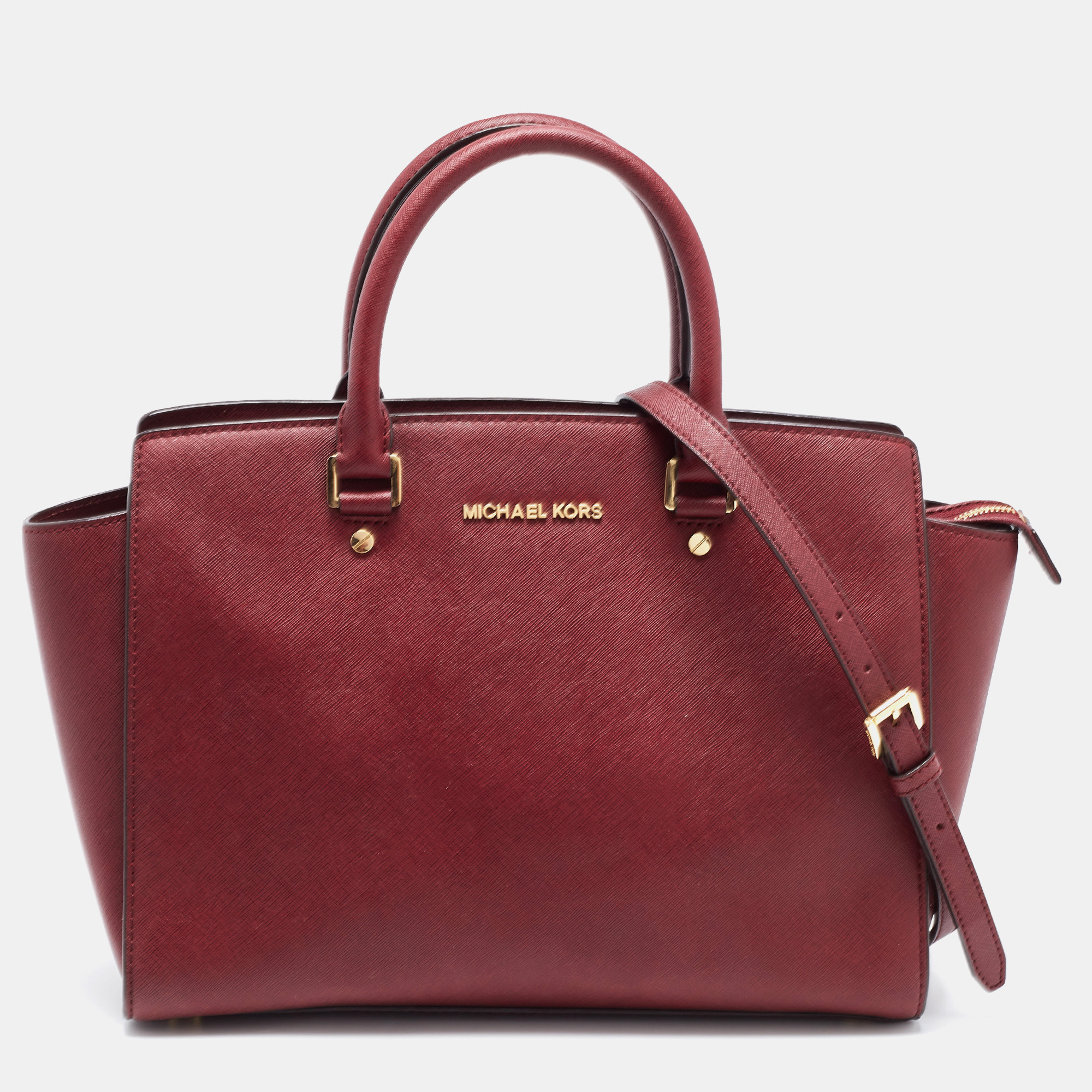 Pre-owned Michael Michael Kors Red Leather Large Selma Satchel