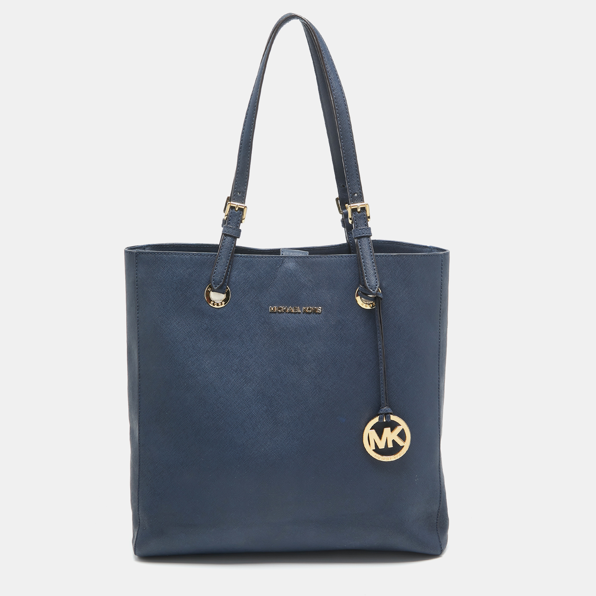 Pre-owned Michael Michael Kors Navy Blue Leather Jet Set Tote