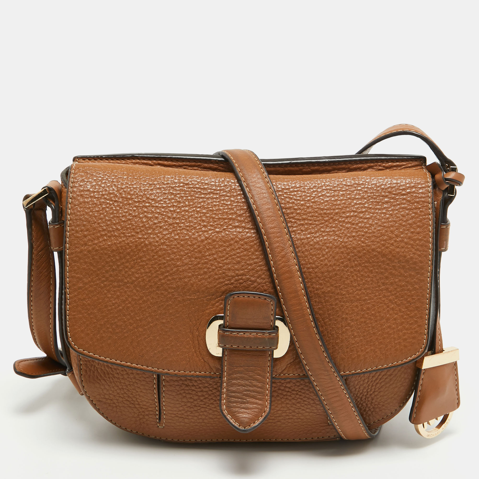 Pre-owned Michael Michael Kors Brown Leather Flap Crossbody Bag