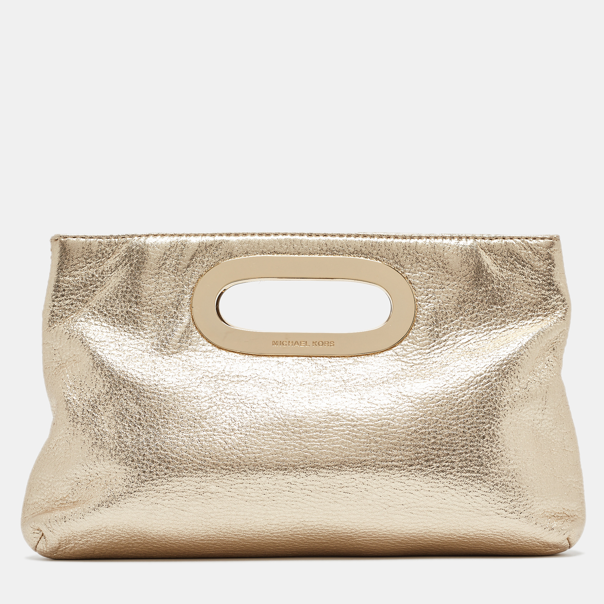 

MICHAEL Michael Kors Gold Leather Berkley Clutch