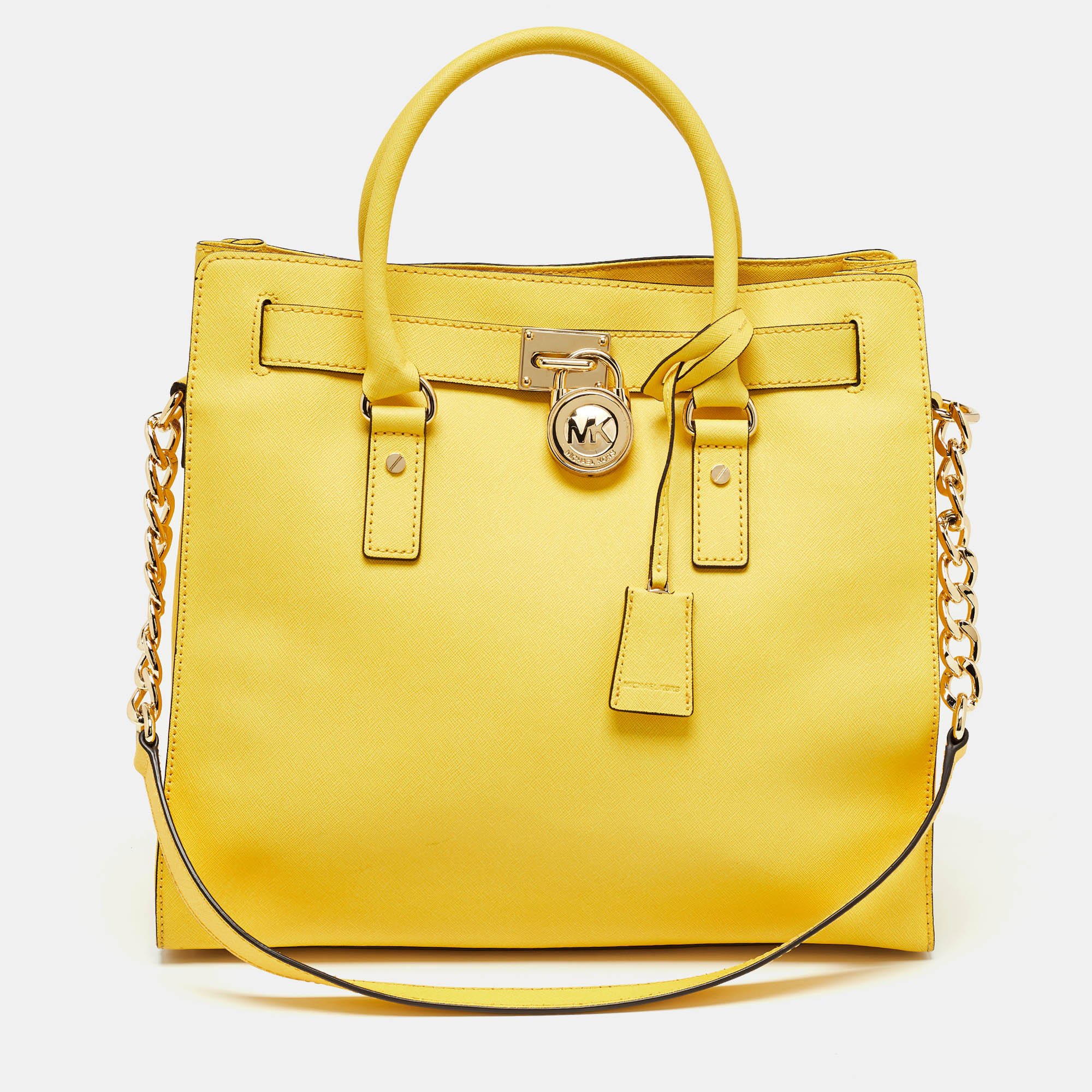 Pre-owned Michael Michael Kors Yellow Leather Large Hamilton North South Tote