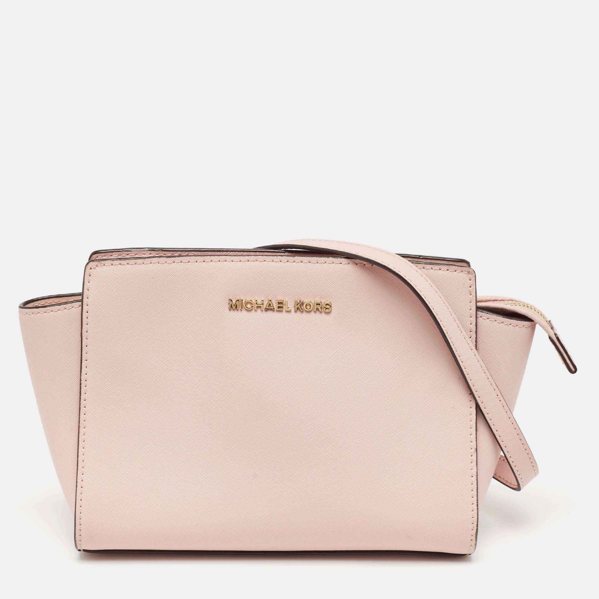 

MICHAEL Michael Kors Pink Saffiano Leather  Selma Crossbody Bag