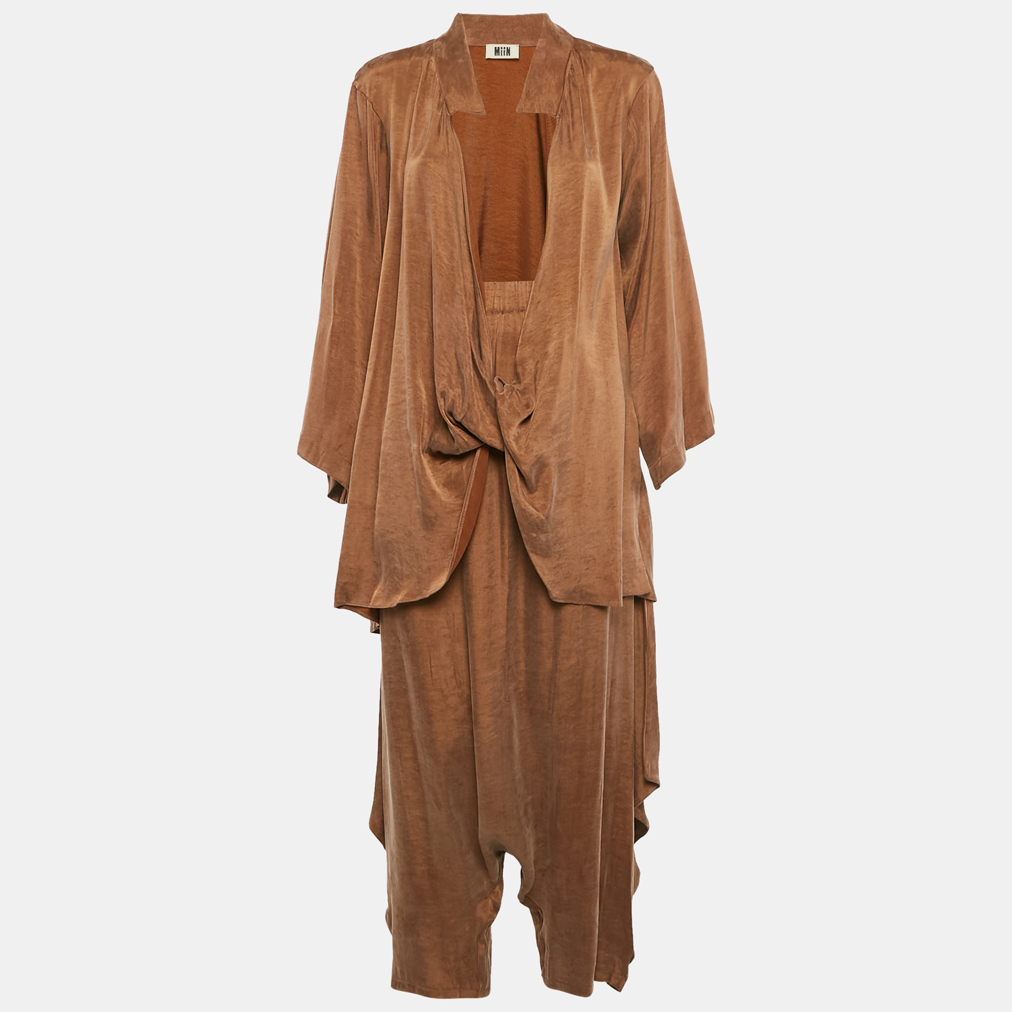 

Miin Brown Lyocell Blend Top and Harem Pants Set M