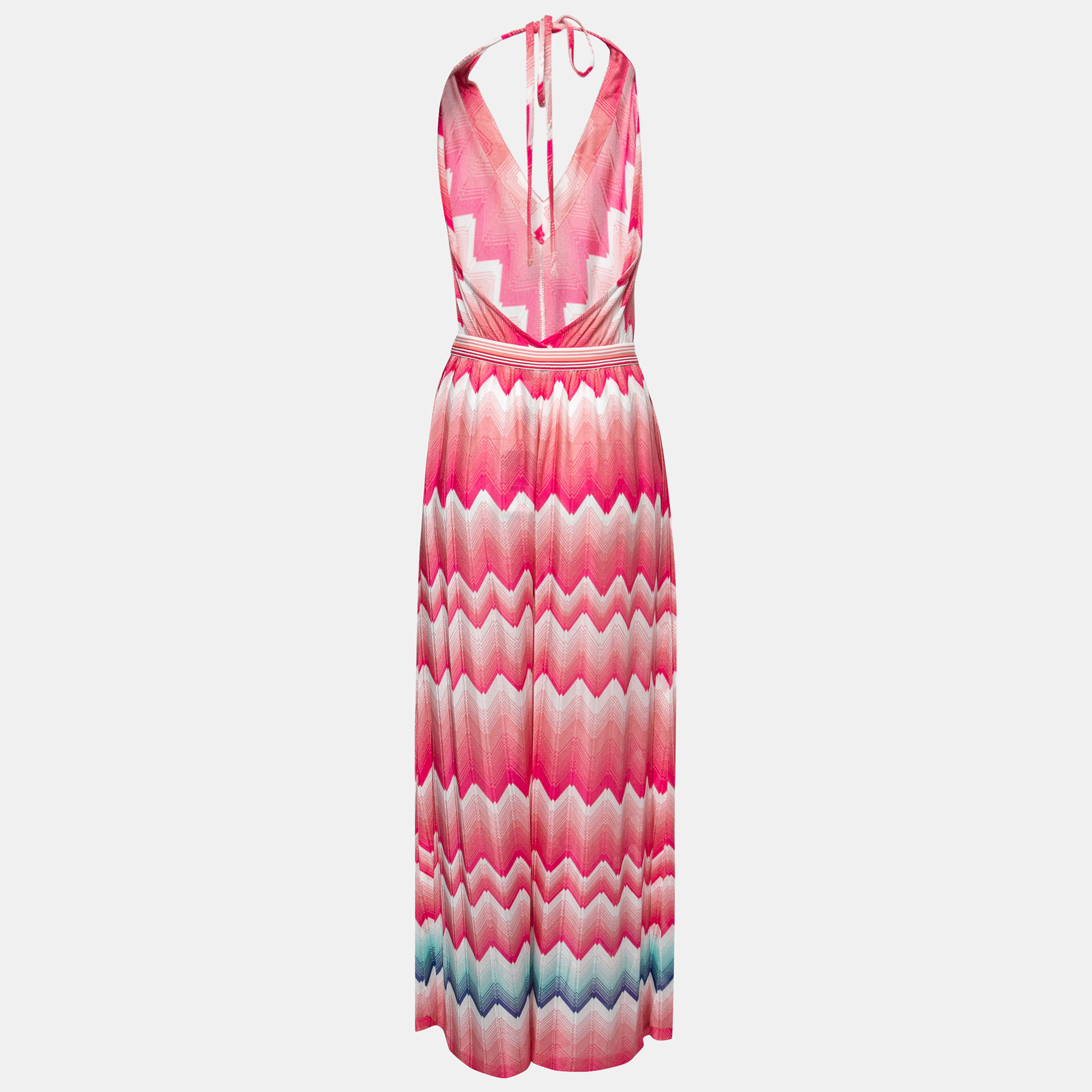 

Missoni Mare Pink Patterned Knit Halter Neck Jumpsuit