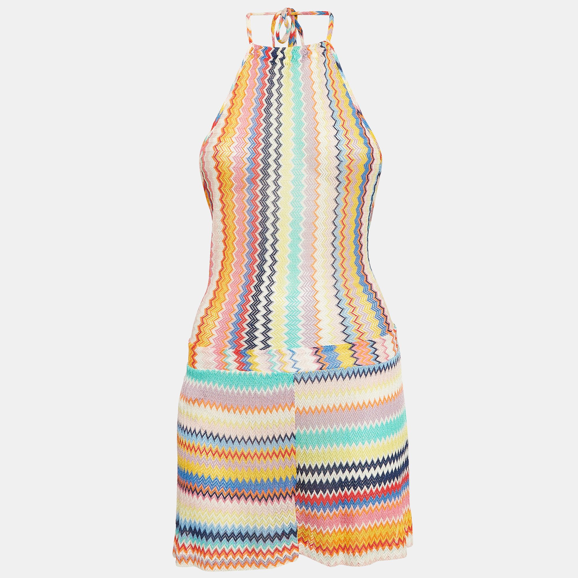 Pre-owned Missoni Multicolor Chevron Knit Playsuit L