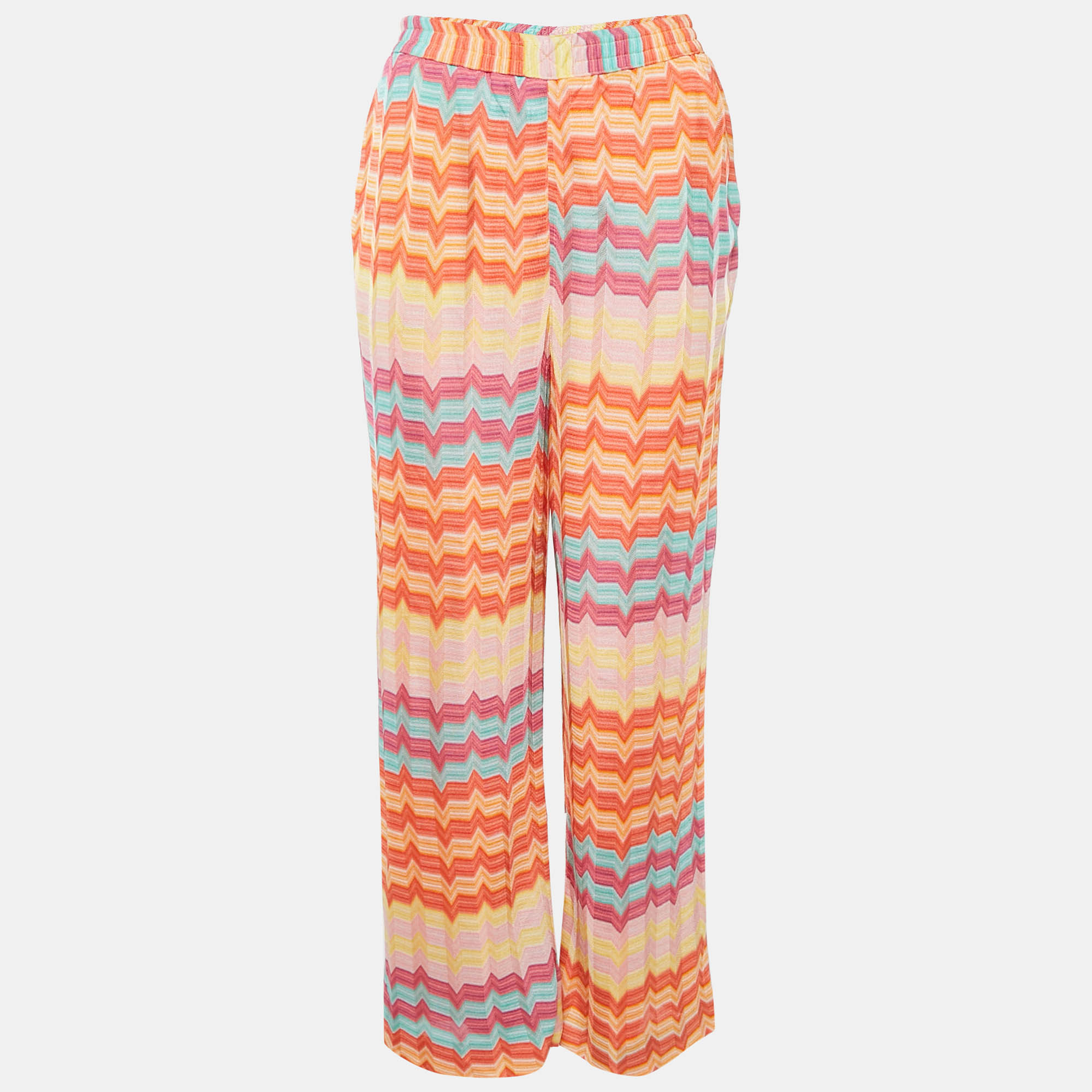 

Missoni Mare Multicolor Chevron Knit Wide Leg Trousers M