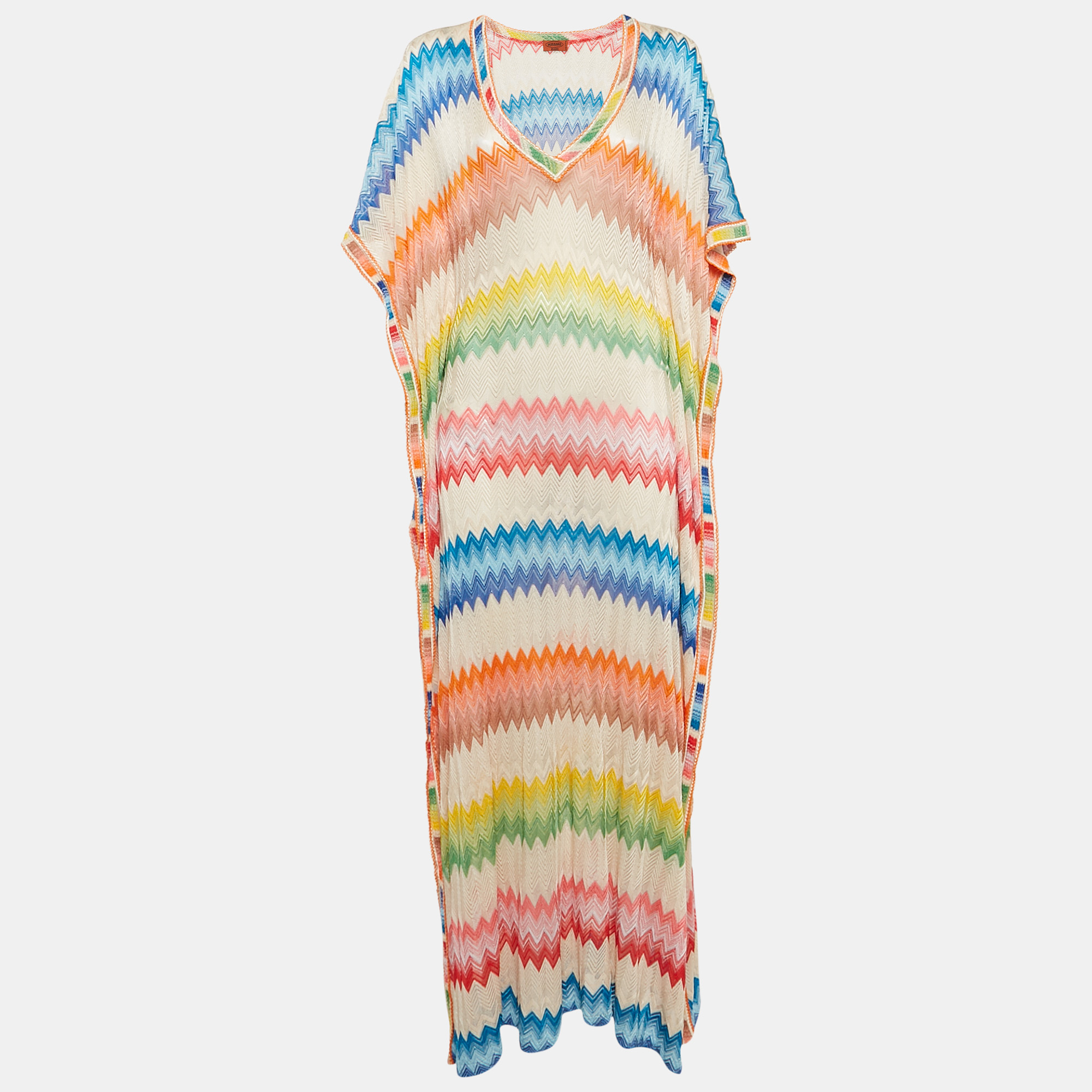 

Missoni Mare Multicolor Chevron Knit Cover-Up Maxi Kaftan Dress M