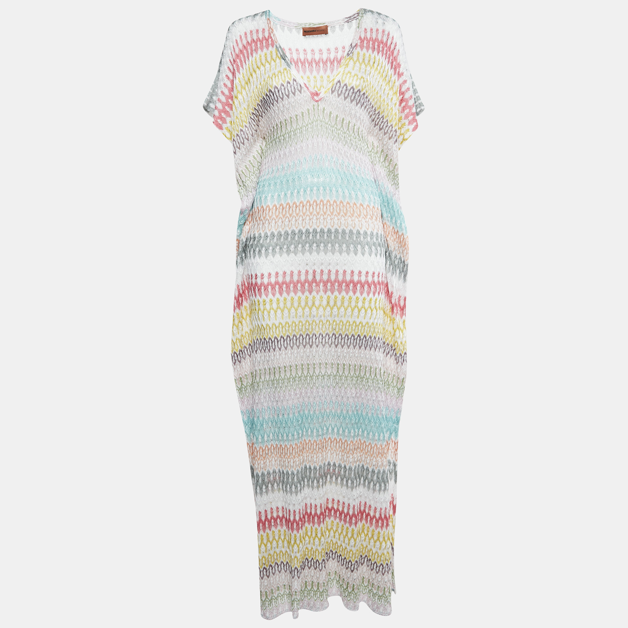 

Missoni Mare Multicolor Chevron Knit Cover-Up Maxi Kaftan Dress S