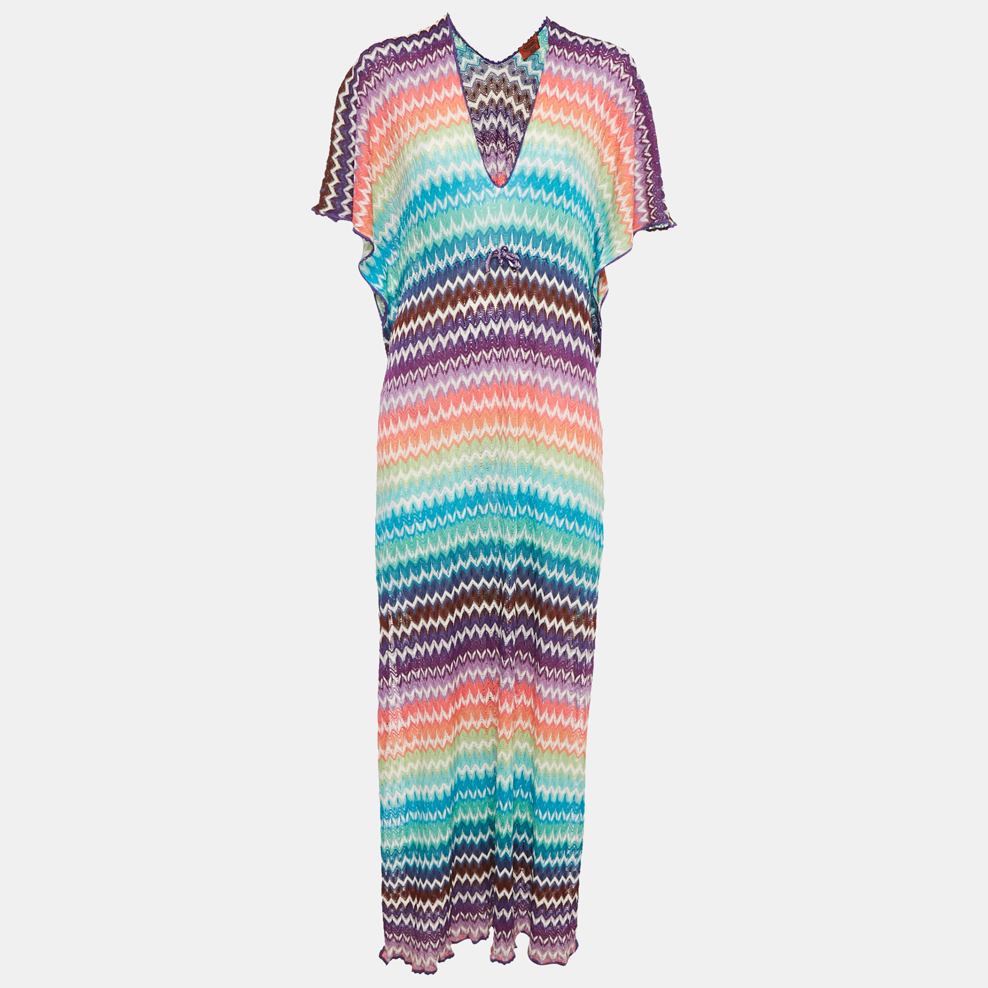

Missoni Mare Multicolor Zig Zag Knit Cover-Up Maxi Kaftan Dress M