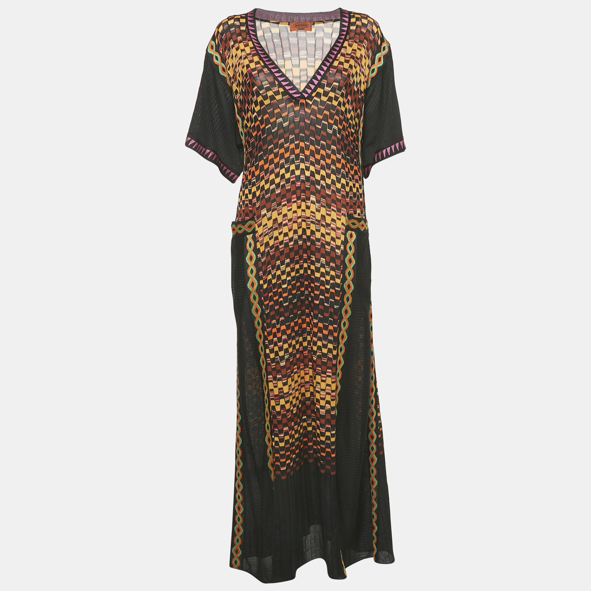 

Missoni Mare Black/Multicolor Patterned Knit Cover-Up Maxi Dress M