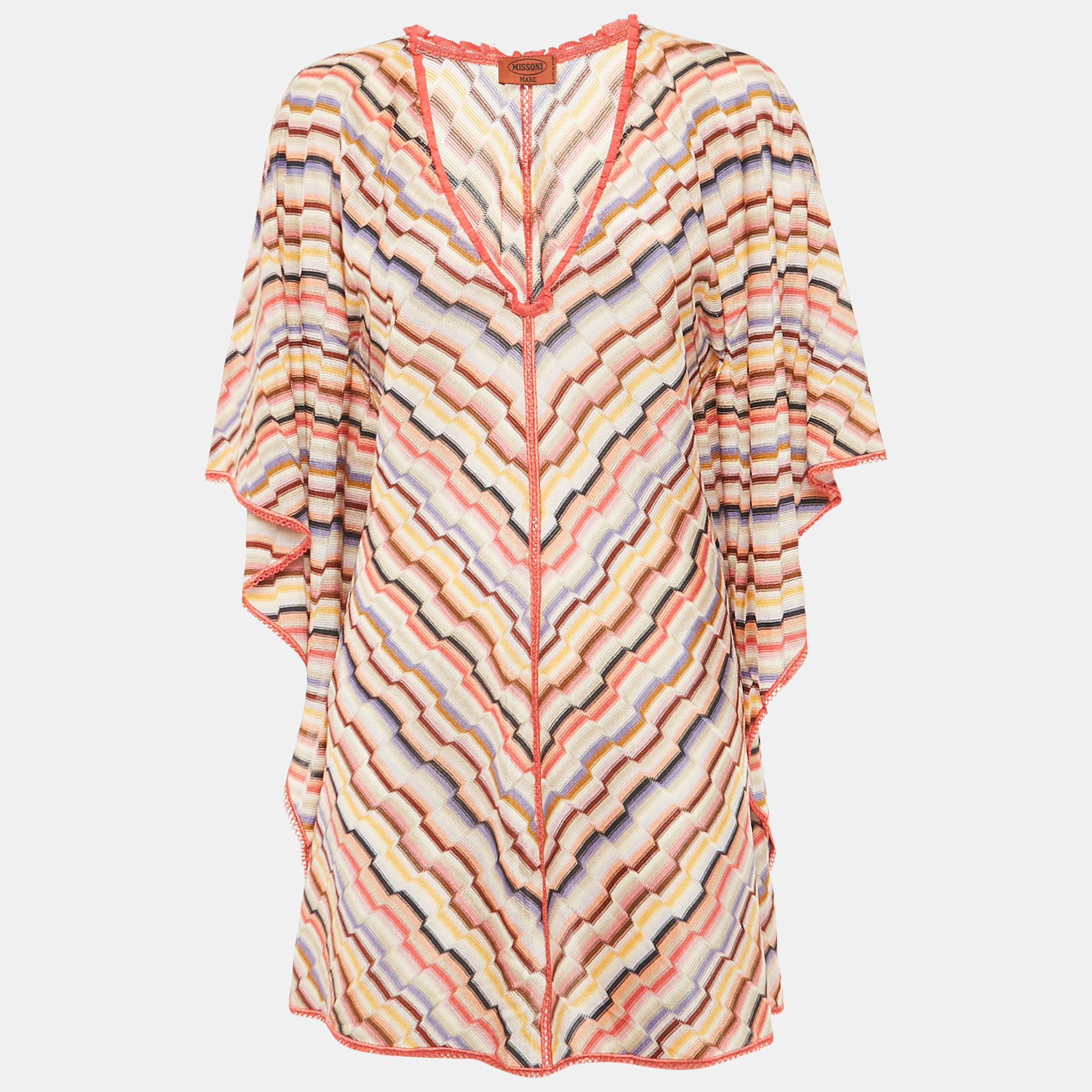 Pre-owned Missoni Multicolor Patterned Knit Cover-up Dress M