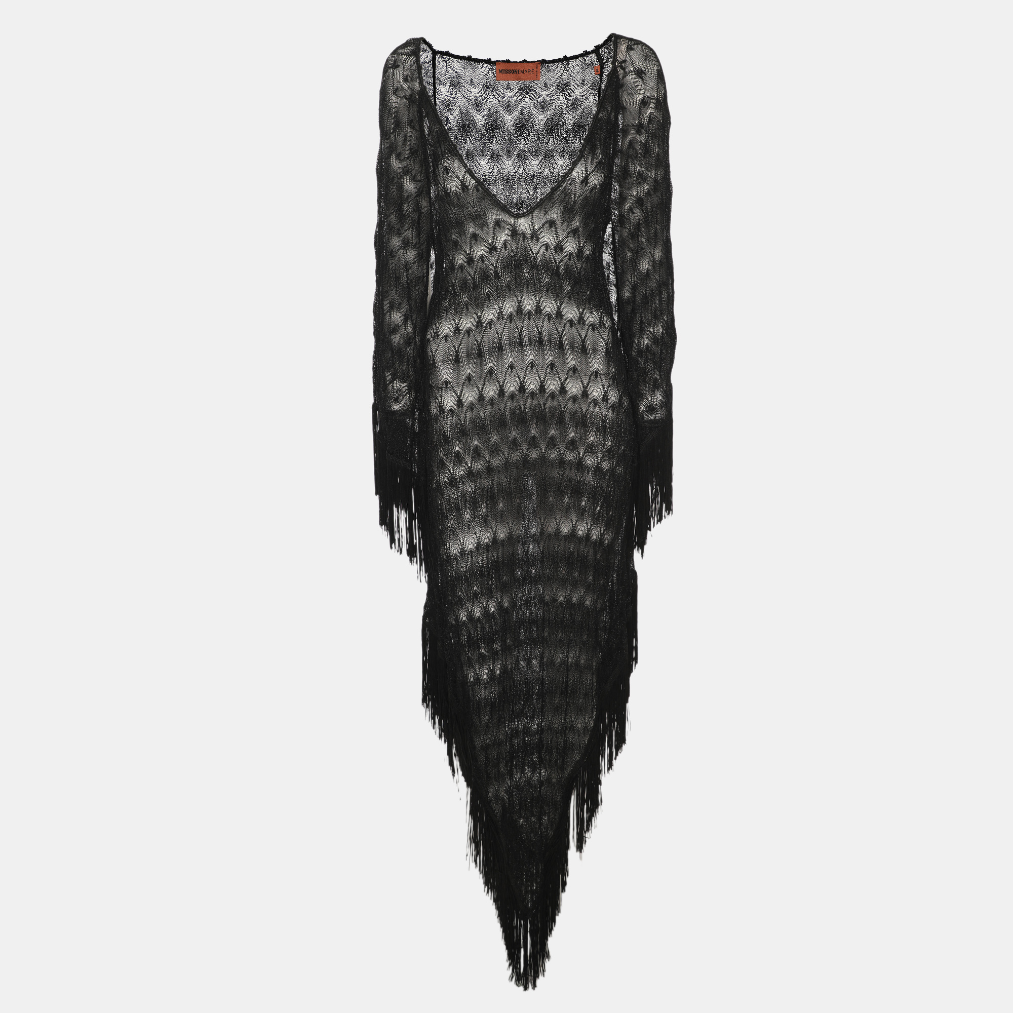 

Missoni Mare Black Lace Fringe Long Sleeve Tunic S