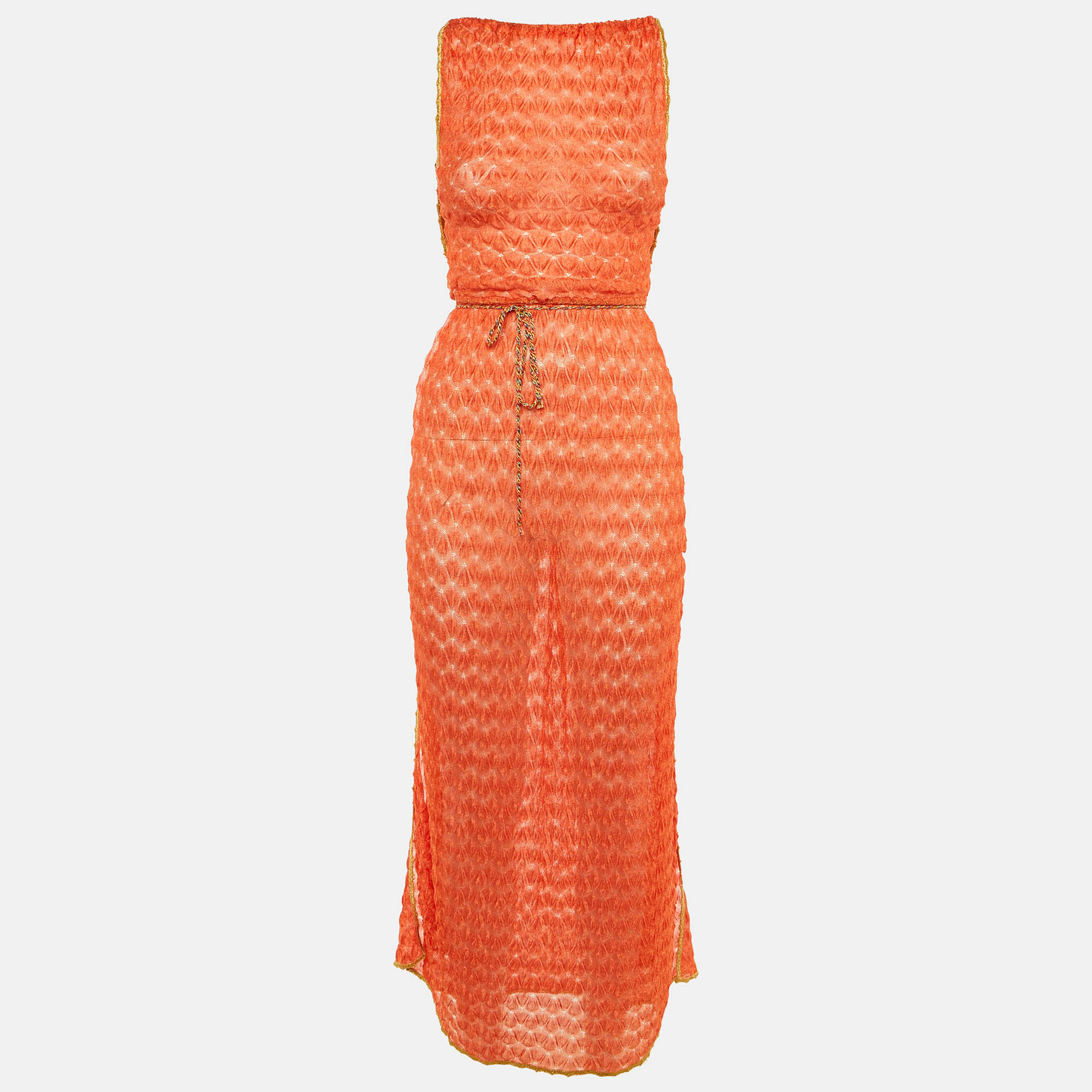 

Missoni Mare Orange Knit Cover Up Maxi Dress S