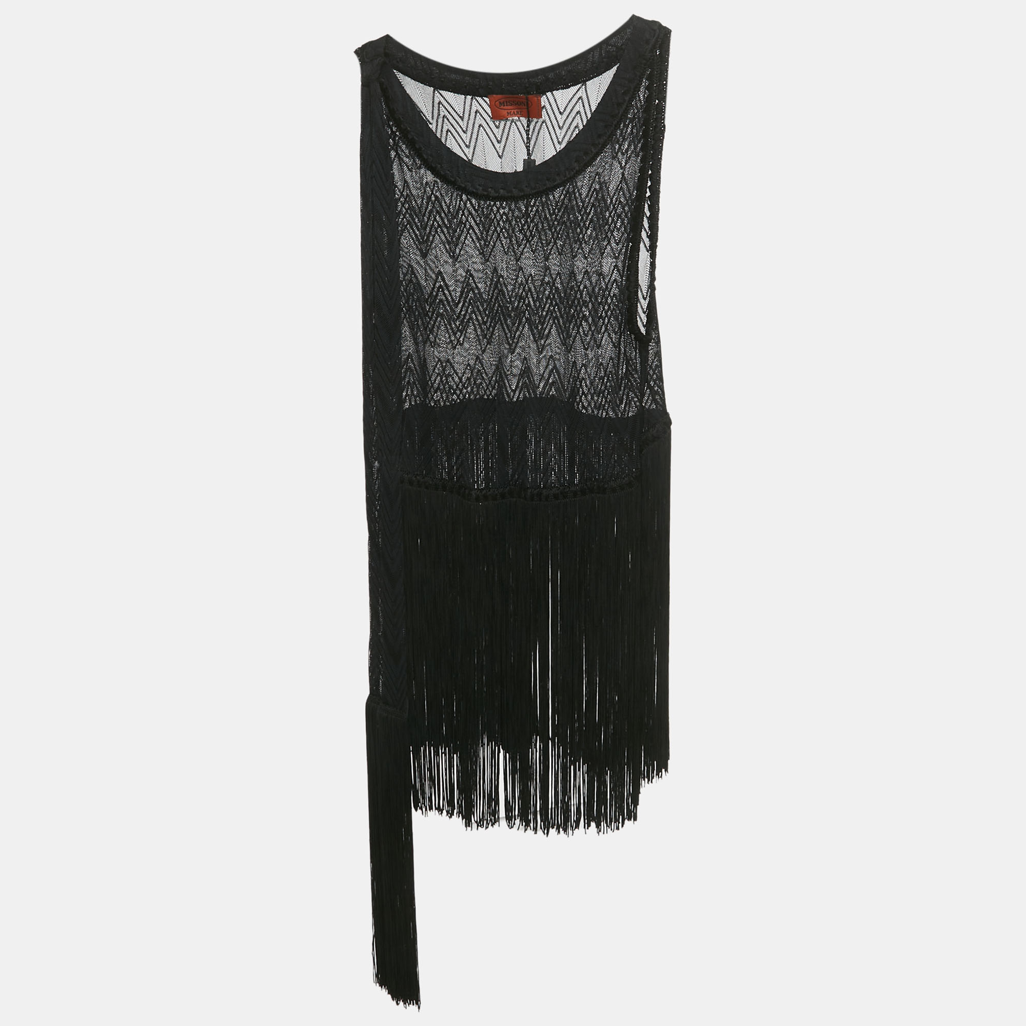

Missoni Mare Black Knit Fringed Top S