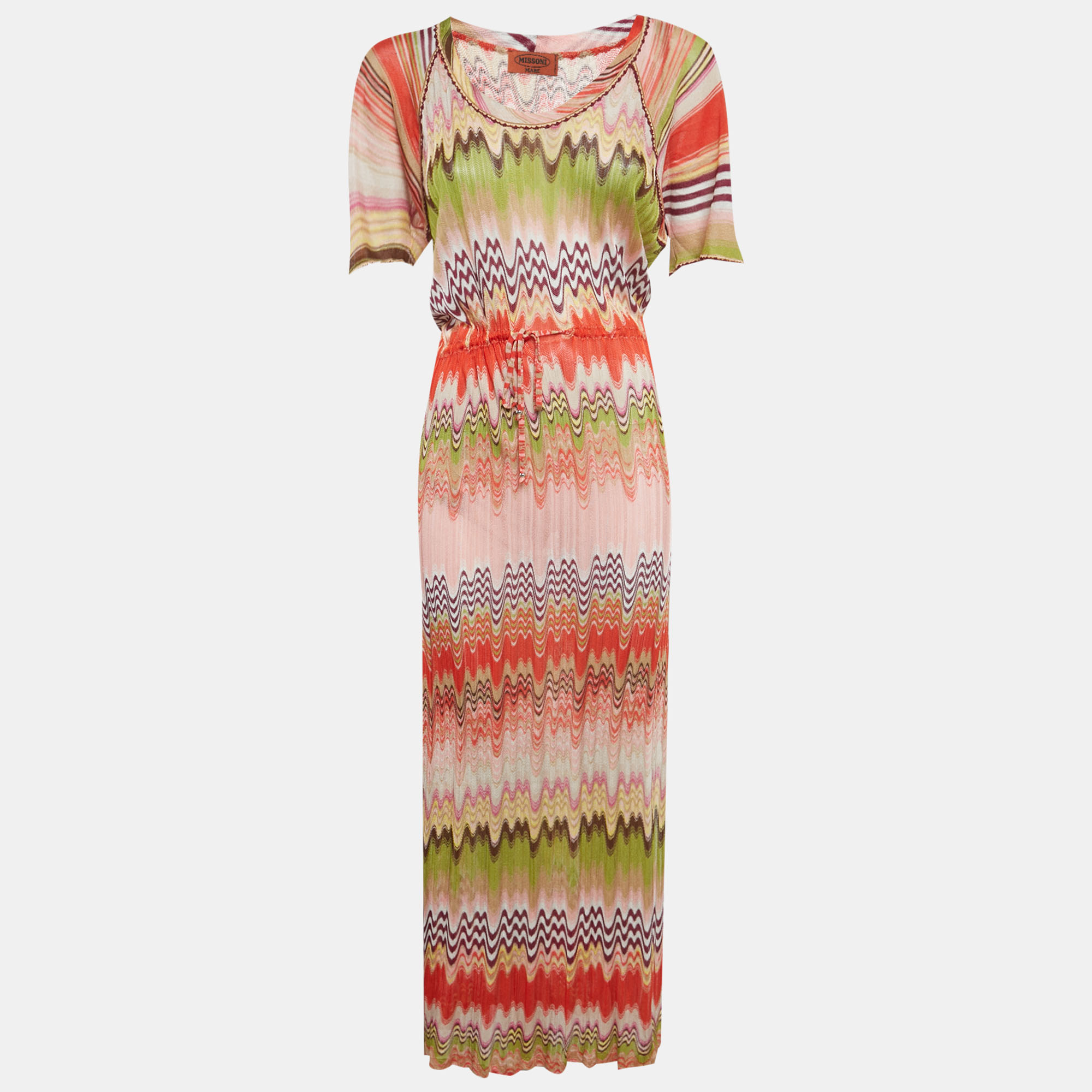 

Missoni Mare Multicolor Patterned Knit Tie Detail Side Slit Tunic M