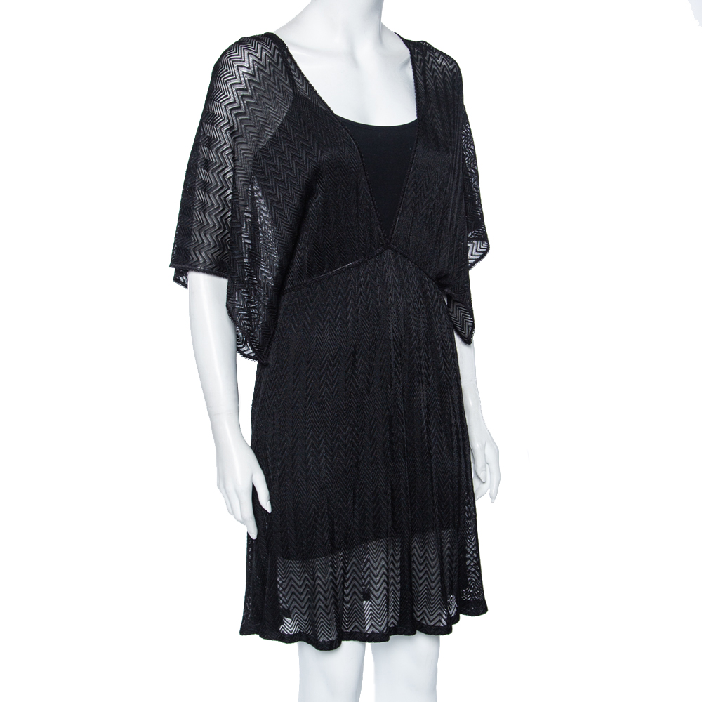 

Missoni Mare Black Knit V-Neck Cover-Up Mini Dress