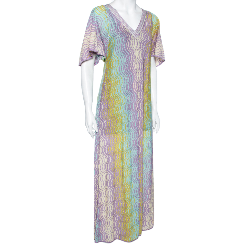 

Missoni Mare Multicolored Lurex Knit V-Neck Maxi Dress, Multicolor