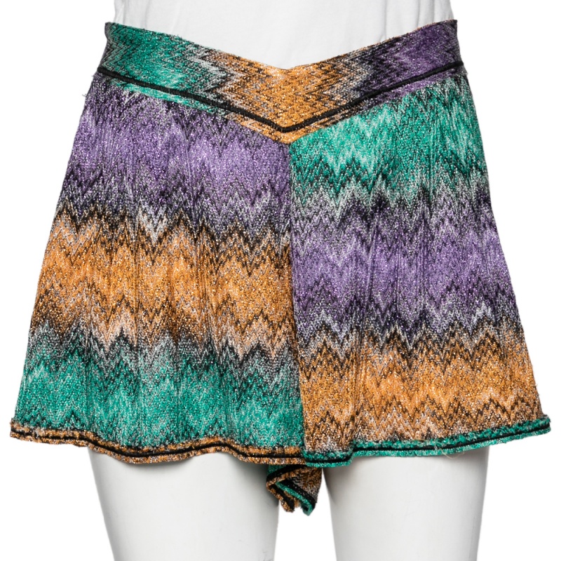 Pre Owned Missoni Mare Multicolor Lurex Knit Coverup Swim Shorts M