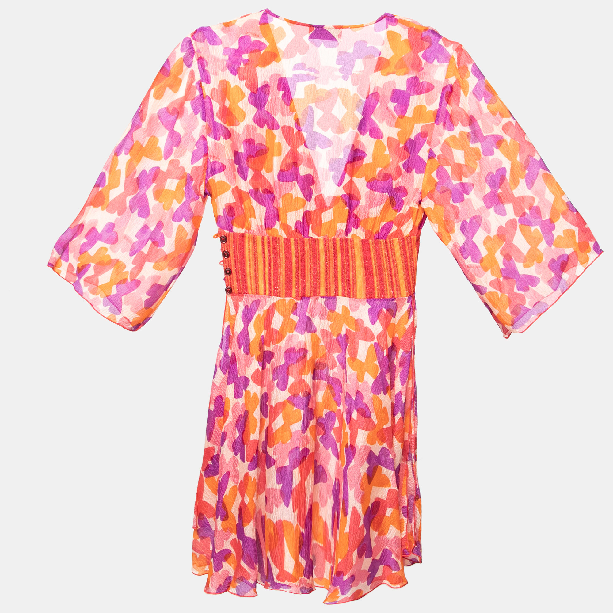 

Missoni Mare Multicolored Printed Silk & Knit V-Neck Dress, Multicolor