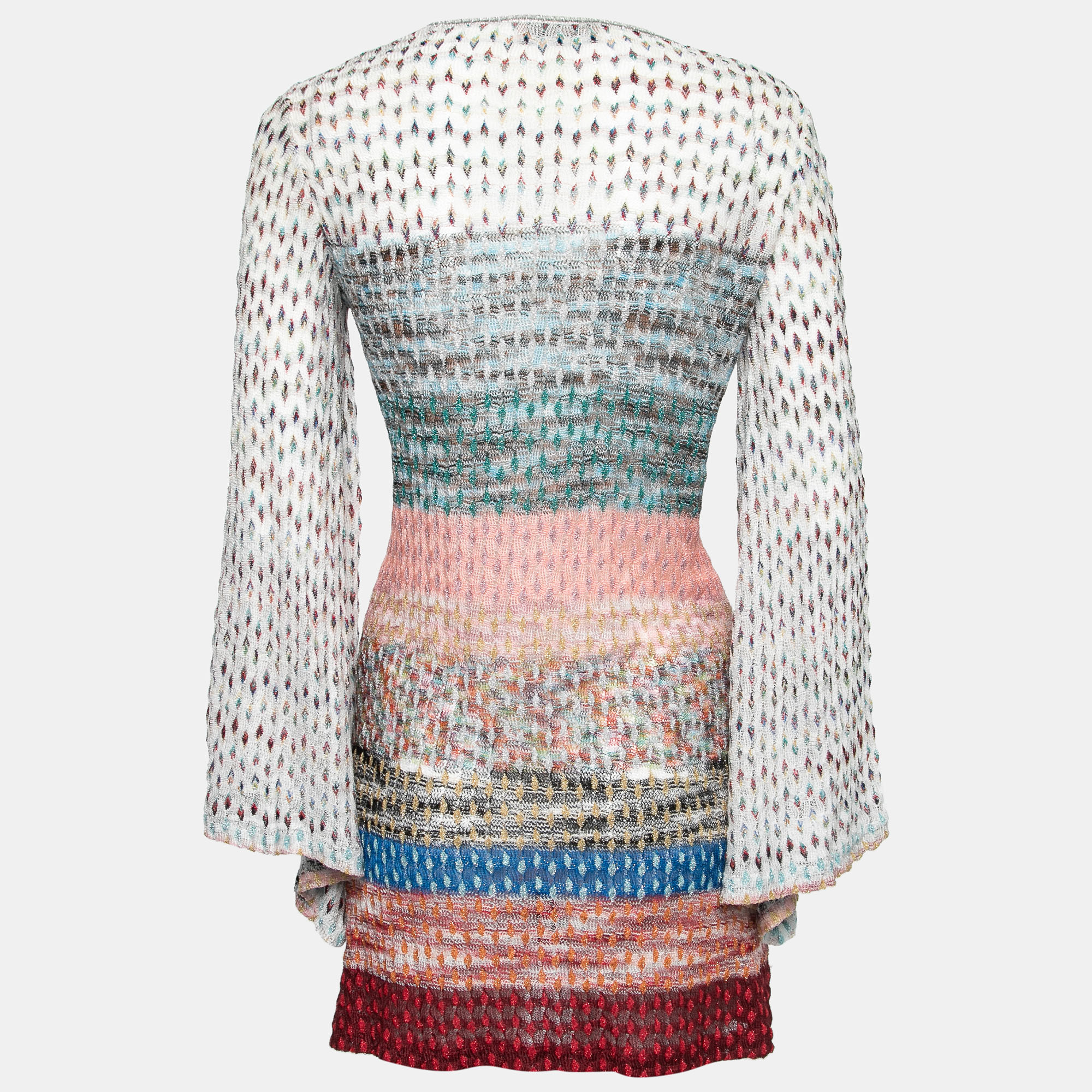 

Missoni Mare Multicolor Patterned Knit Lace-Up Mini Dress