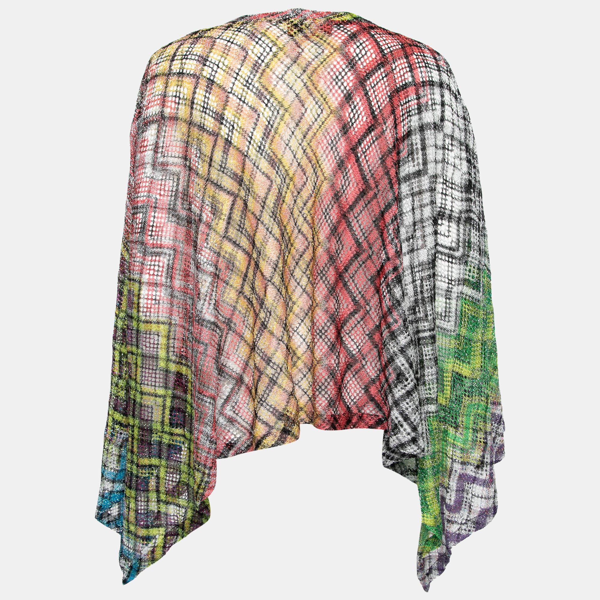 

Missoni Mare Multicolor Check Patterned Knit Poncho