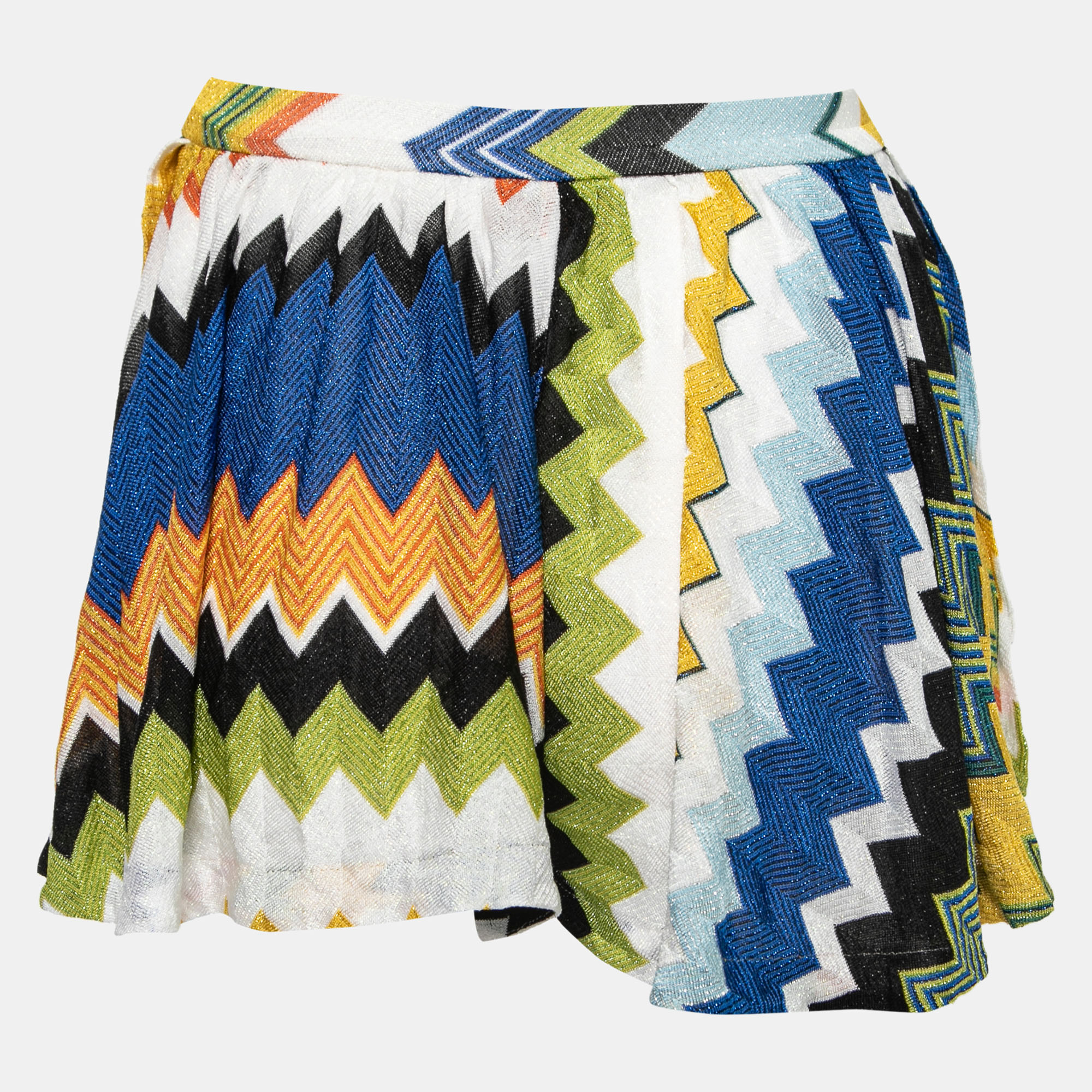 

Missoni Mare Multicolor Chevron Patterned Lurex-Knit Cover Up Shorts