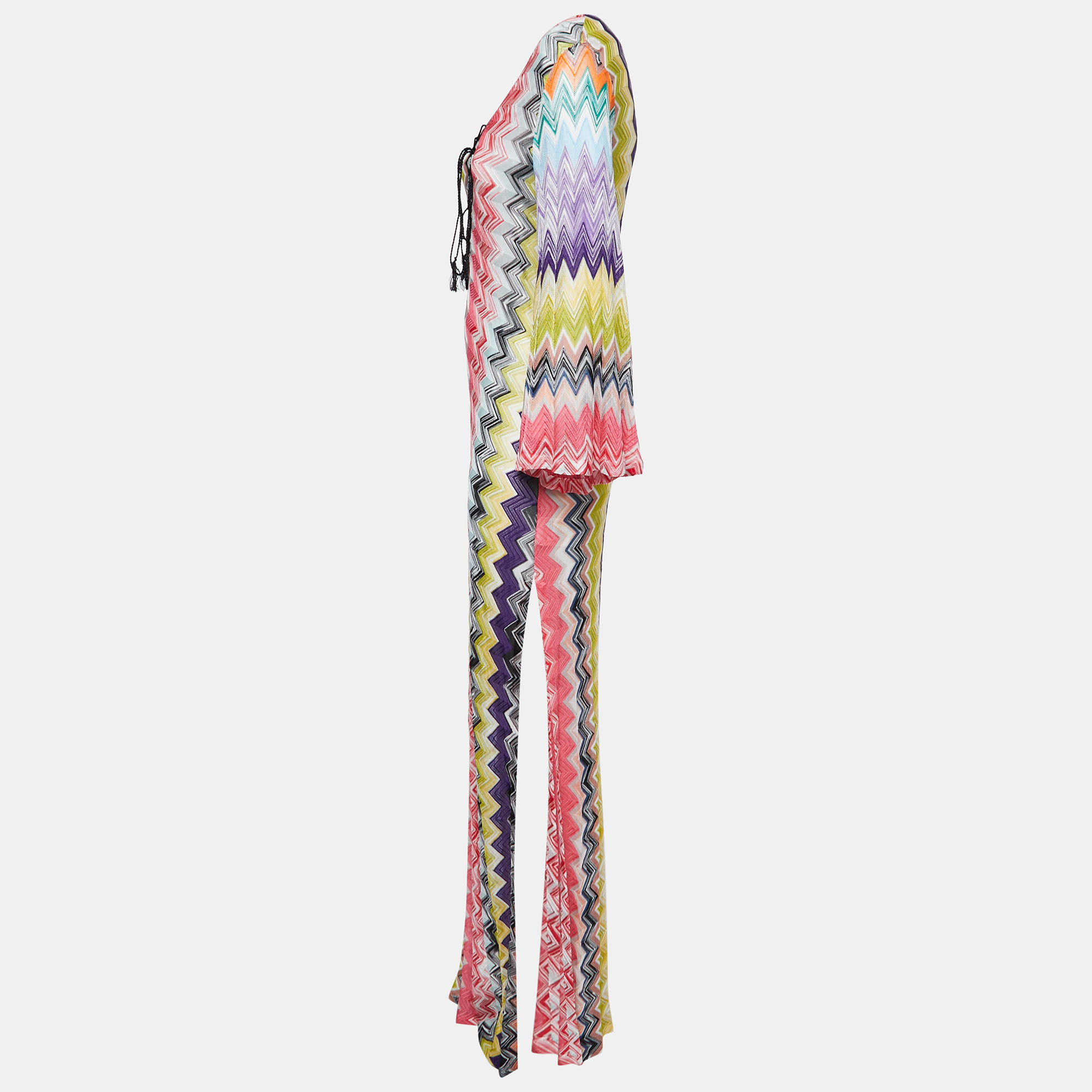 

Missoni Mare Multicolor Patterned Crochet Knit Cover Up Maxi Dress