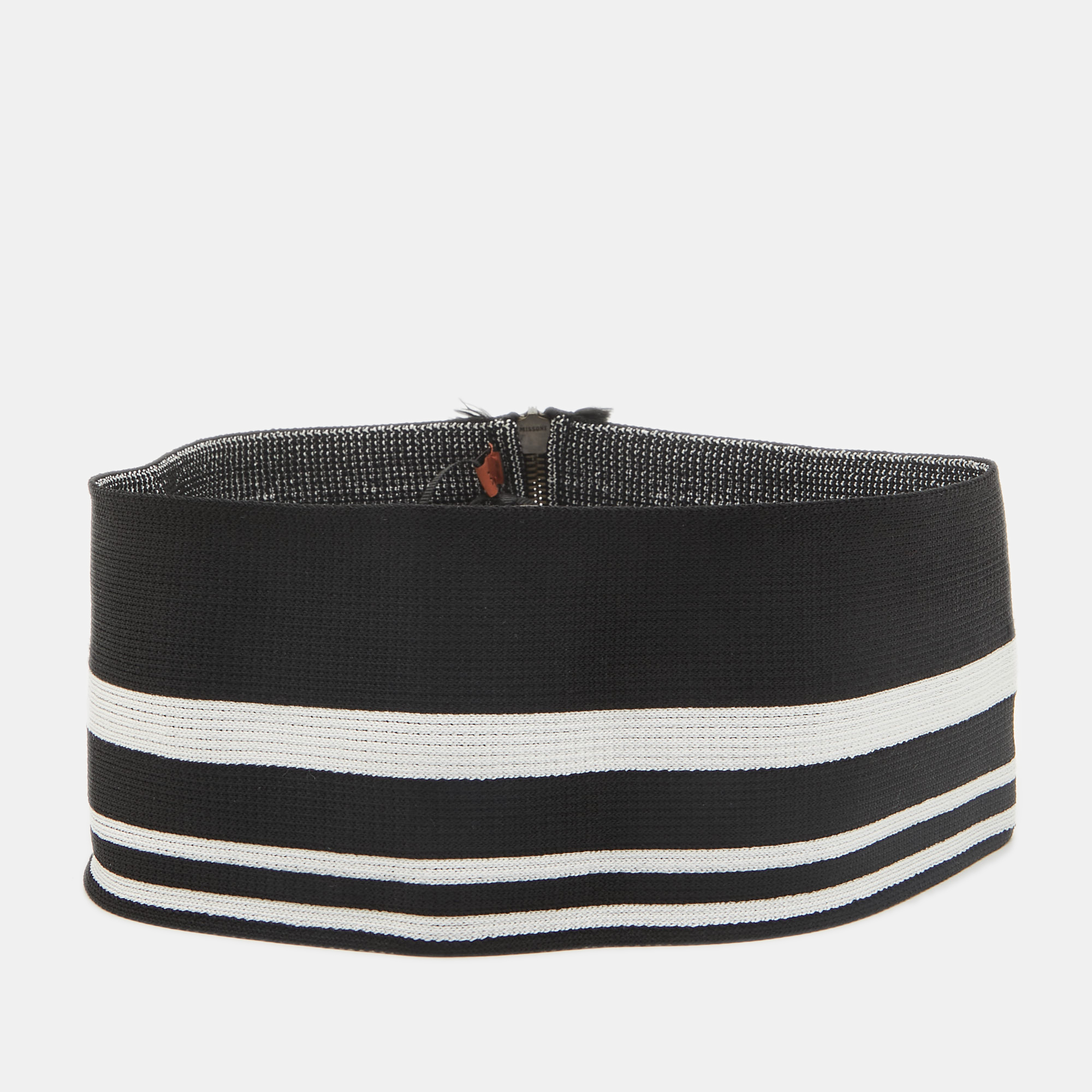 

Missoni Black Striped Knit Elasticized Waist Belt