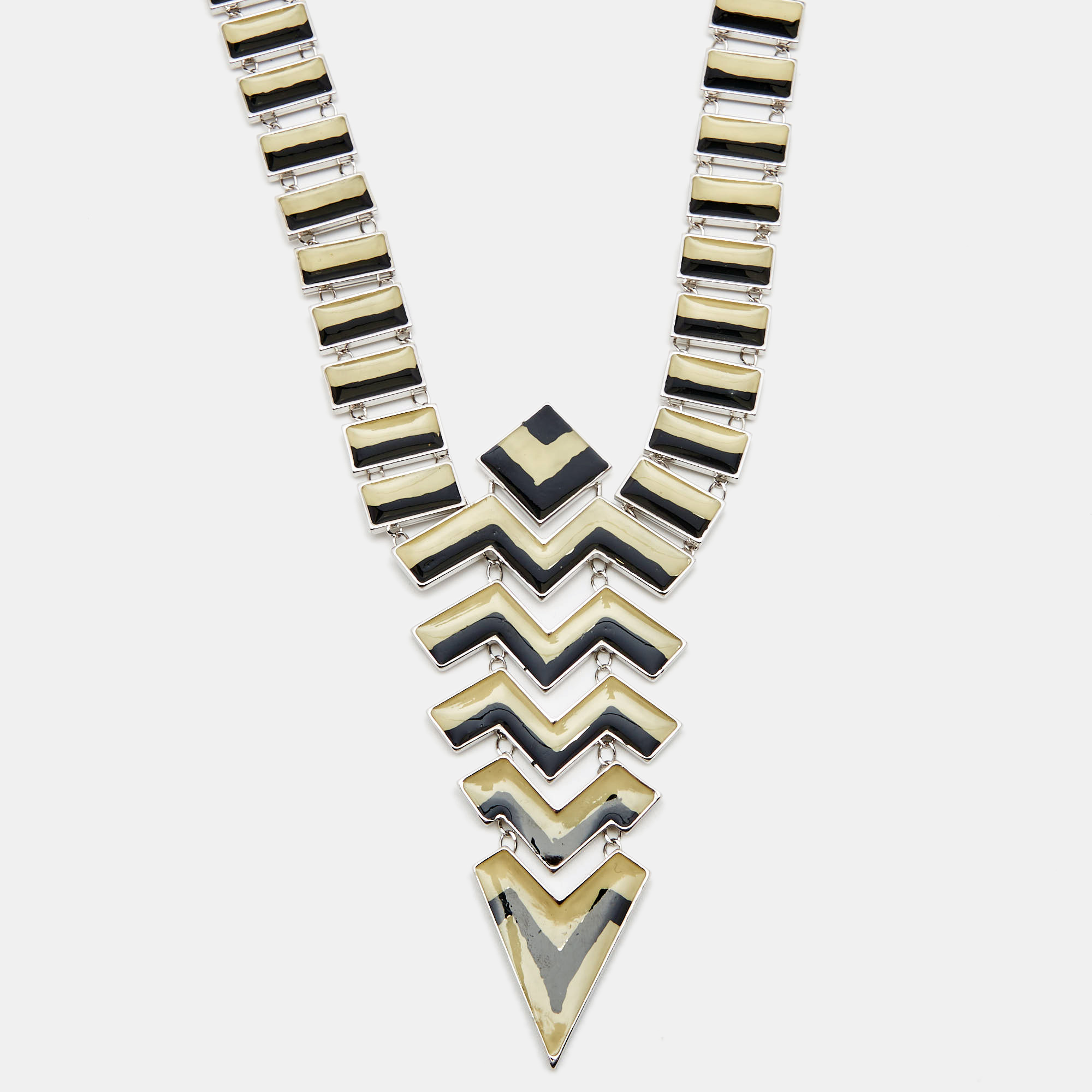 

Missoni Enamel Silver Tone Geometric Shaped Long Necklace