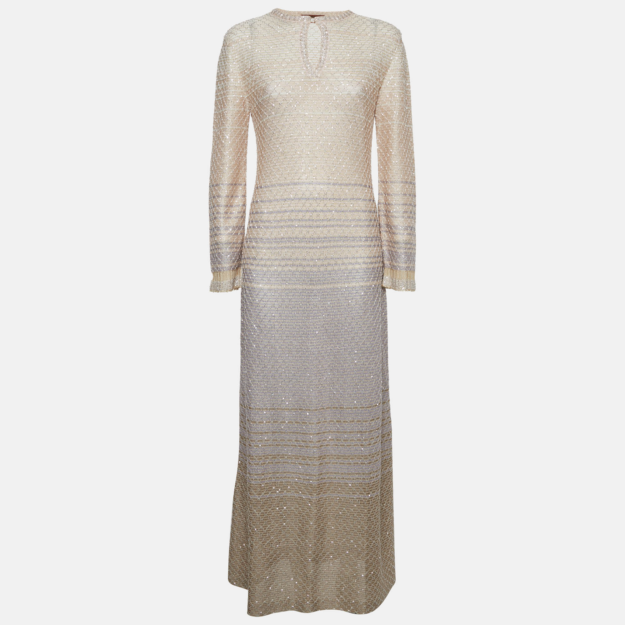

Missoni Pink Sequin Knit Long Dress M