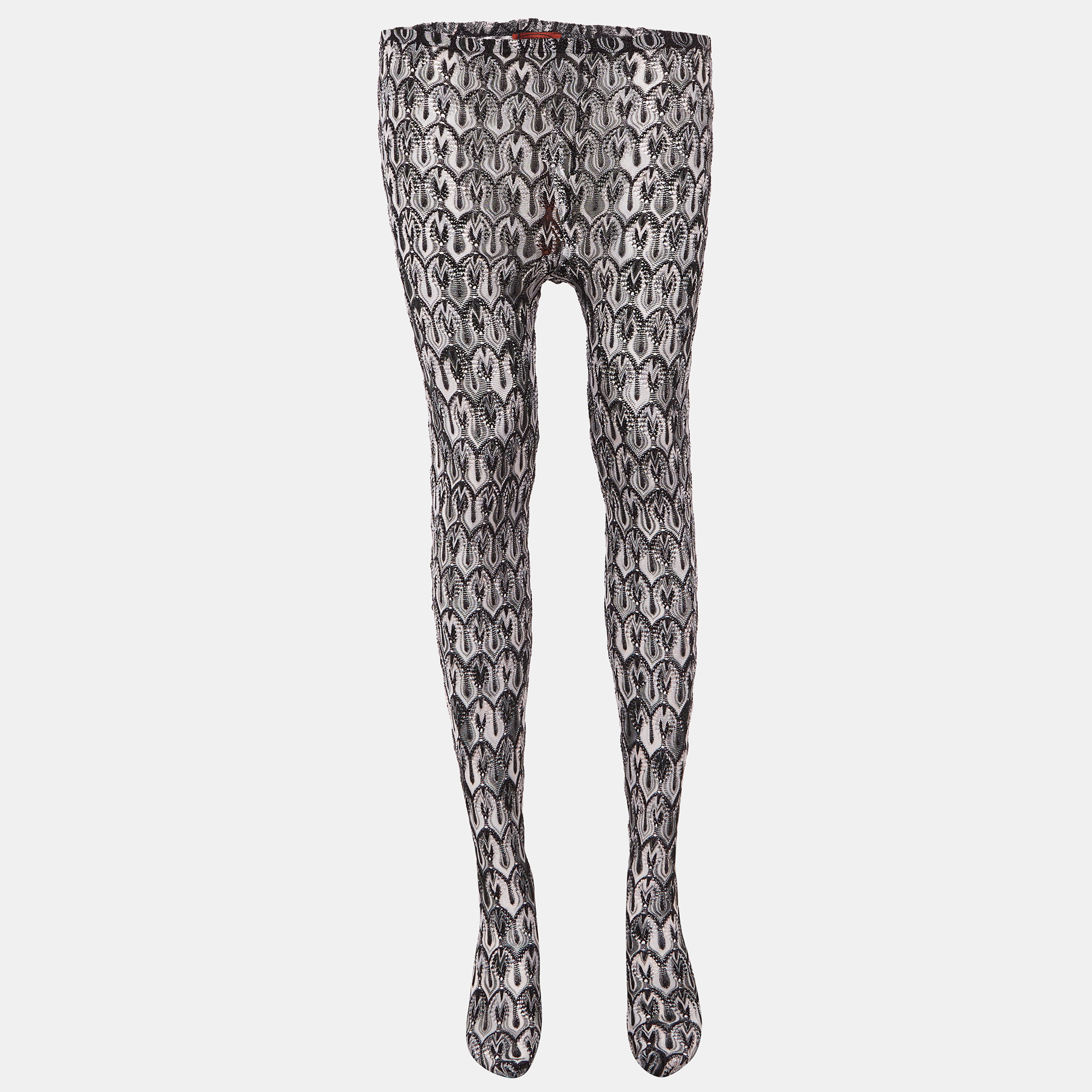 Pre-owned Missoni Black Patterned Lurex Knit Stockings Xs