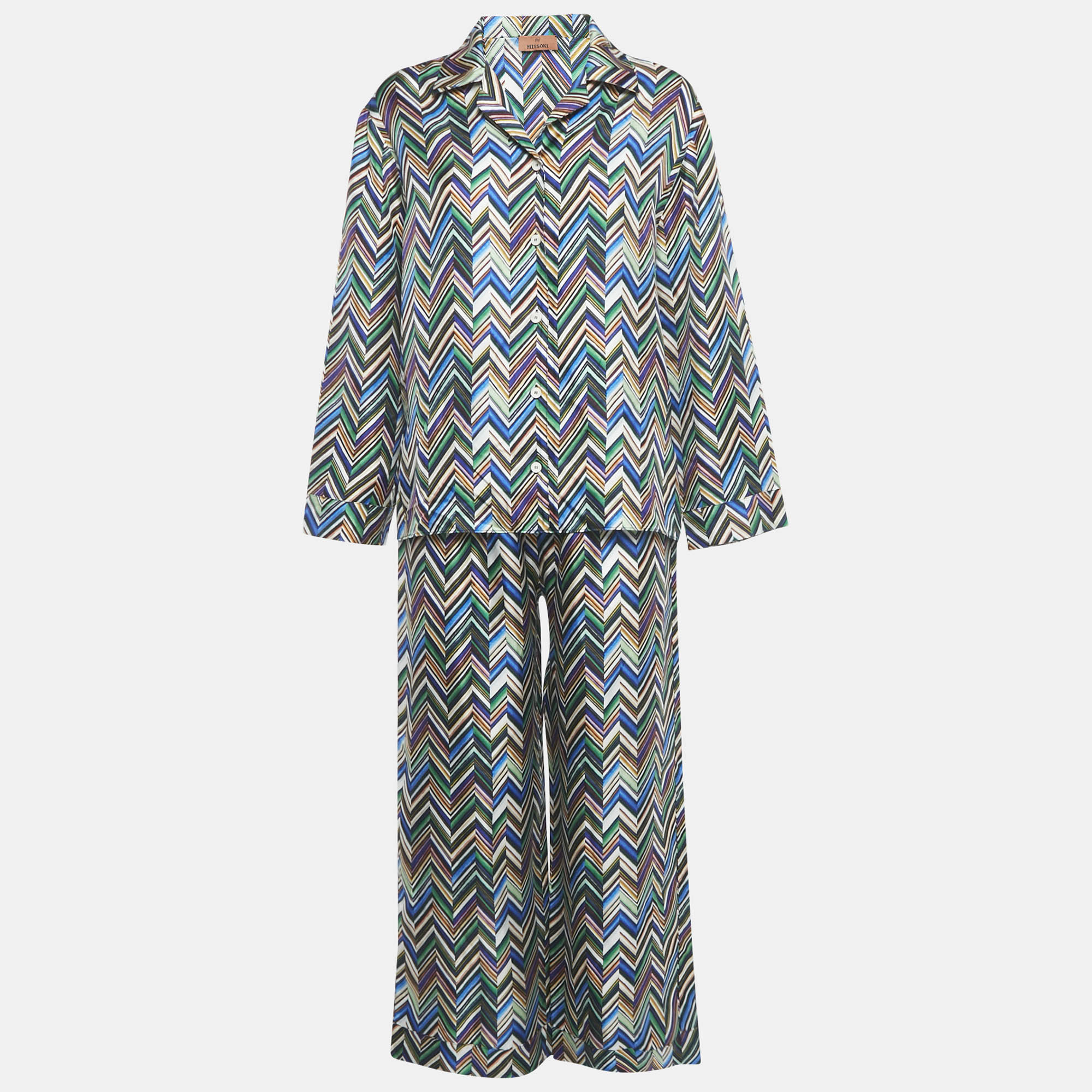 

Missoni Multicolor Zig -Zag Silk Pajama Set M
