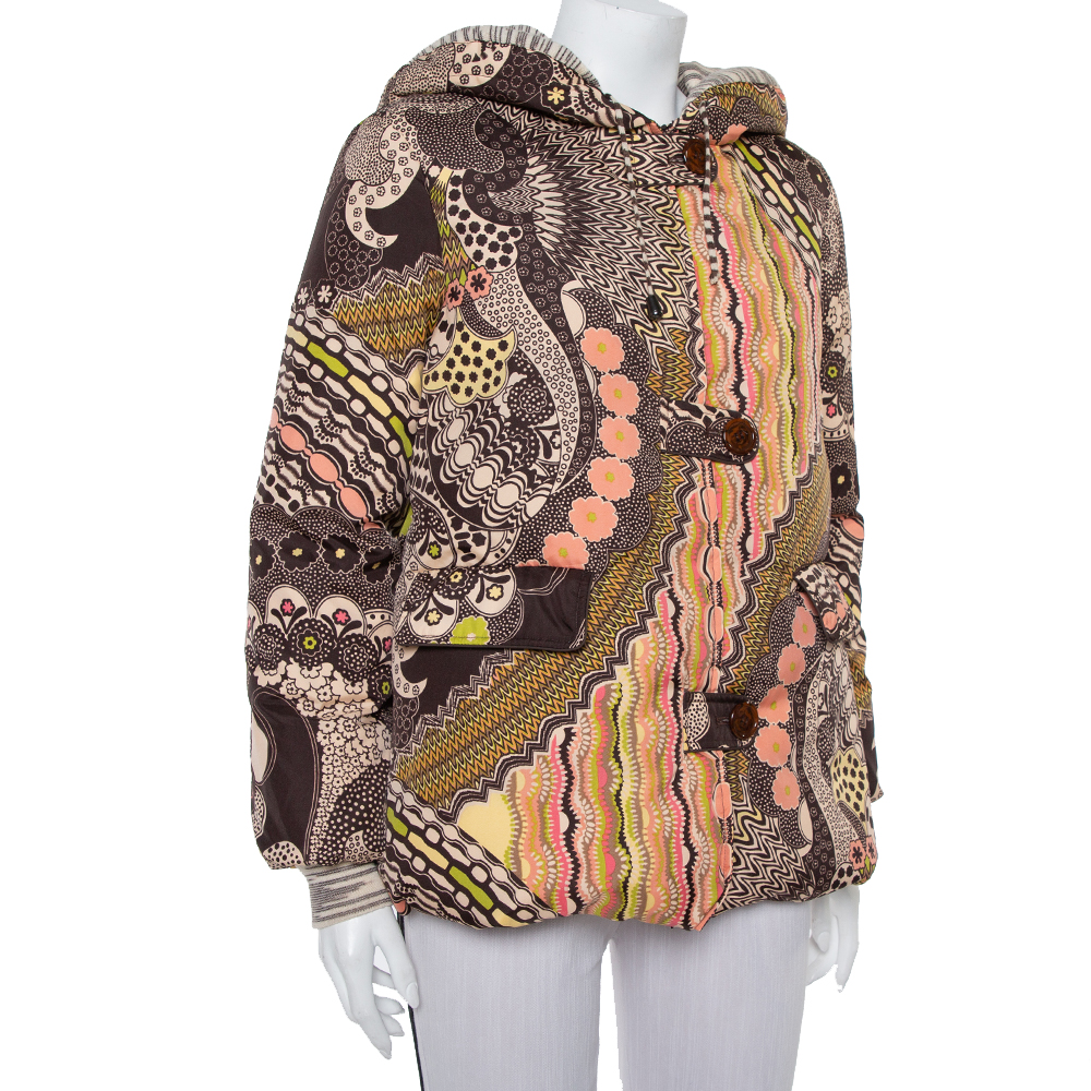 

Missoni Brown Abstract Printed Synthetic Hooded Puffer Jacket