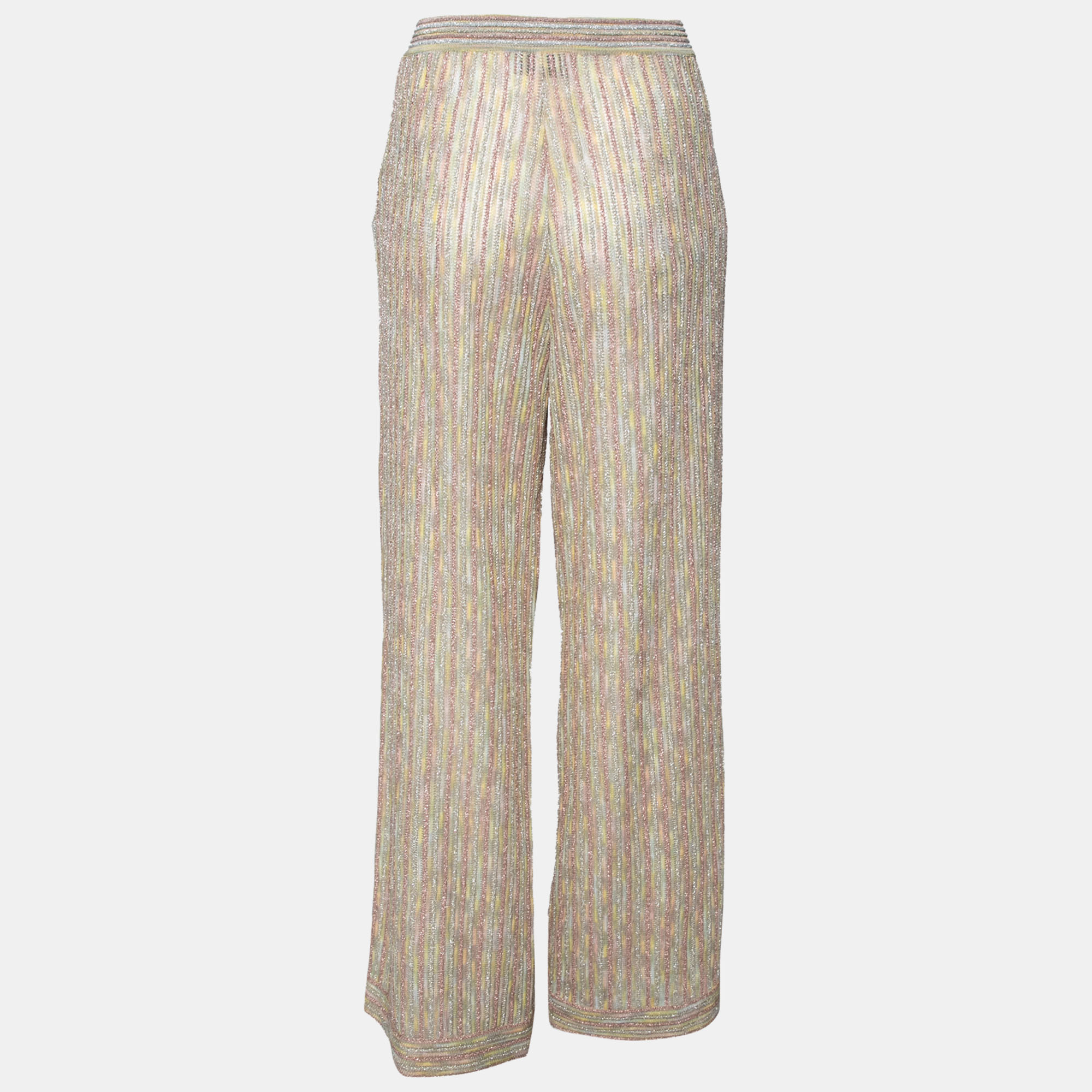 

Missoni Multicolor Striped Lurex Knit Wide Leg Pants