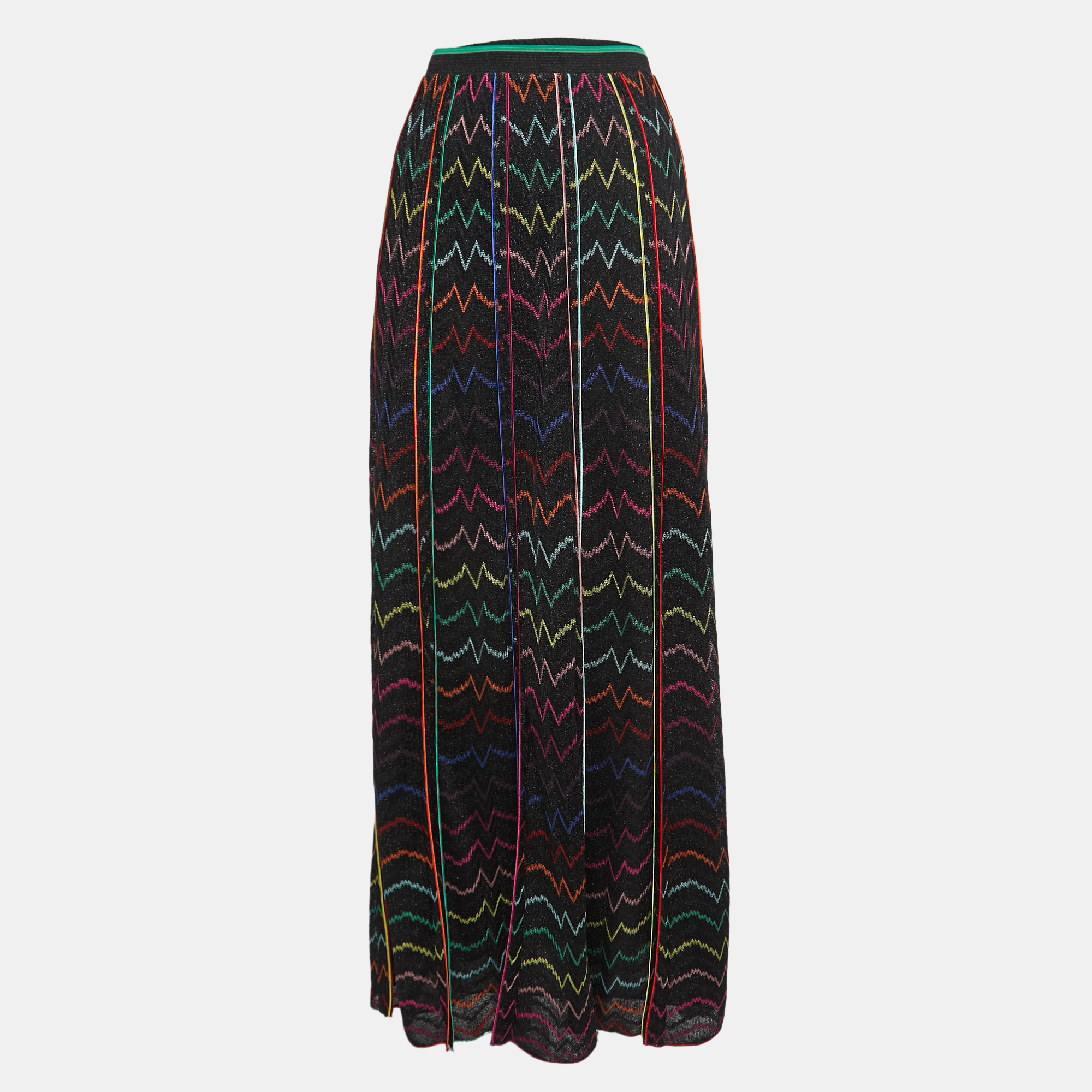 

Missoni Multicolor Chevron Patterned Knit Maxi Skirt, Black