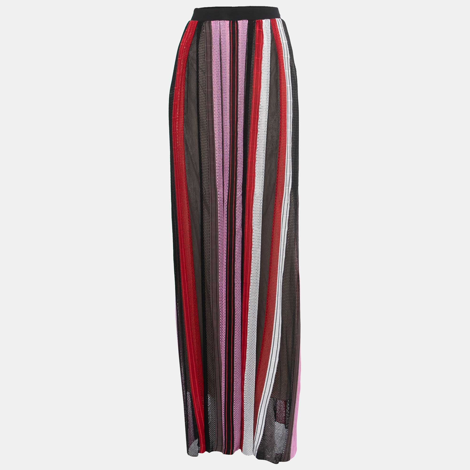 

Missoni Multicolor Striped Patterned Crochet Knit Maxi Skirt